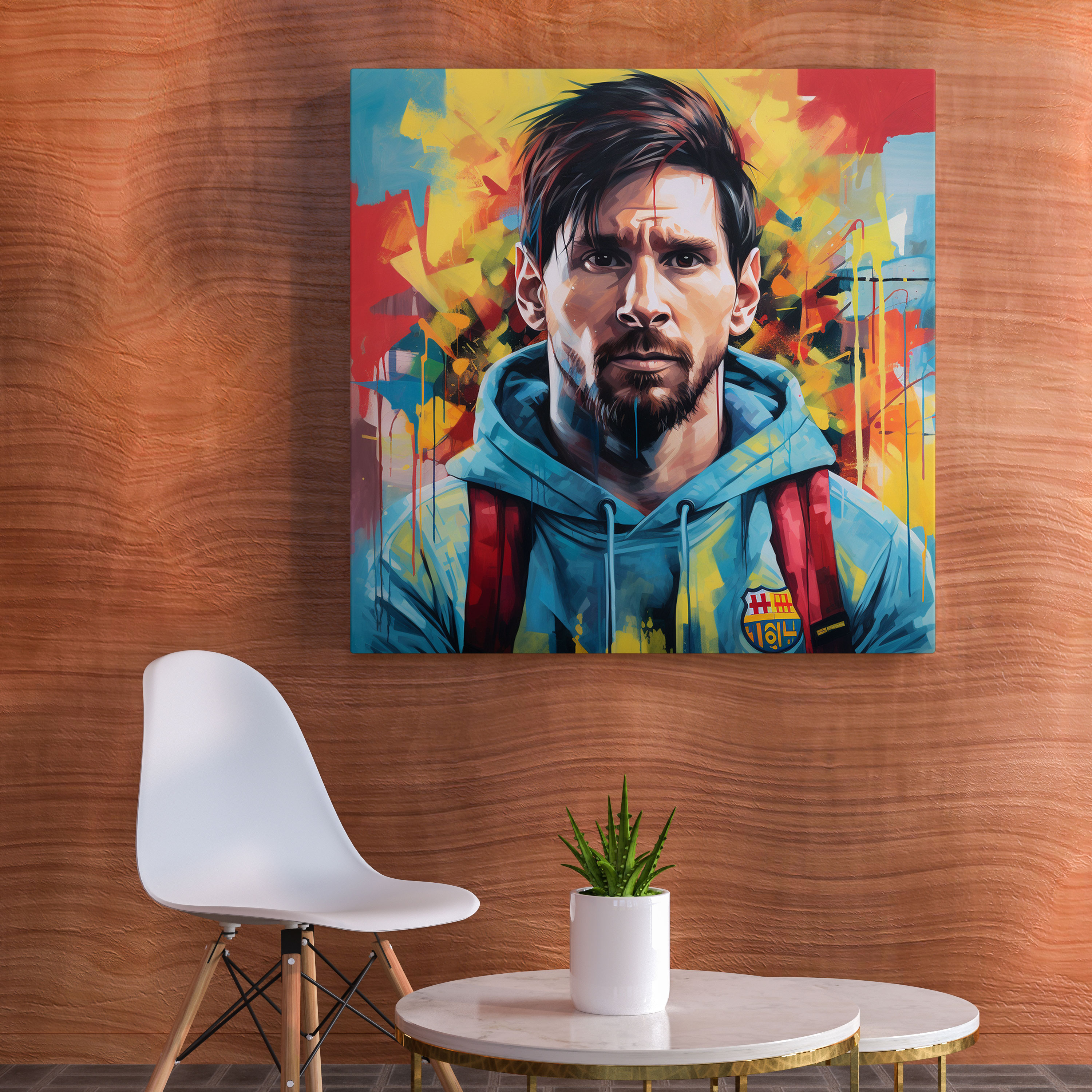 Lionel Messi Graffiti Wanddekoration - Leinwandbild Wandkunst