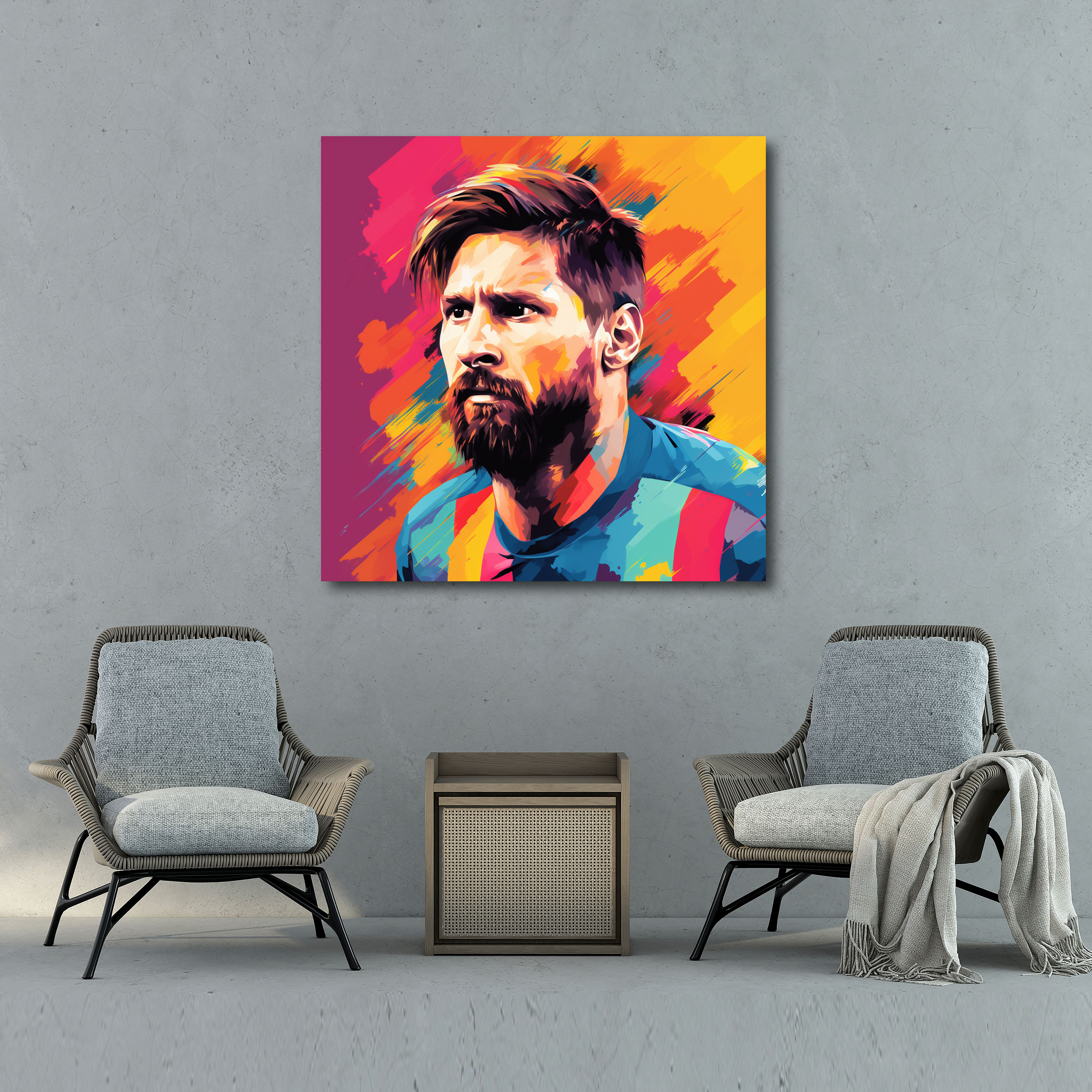 Lionel Messi Wandkunst - Pop Art Leinwandbild - Lionel Messi