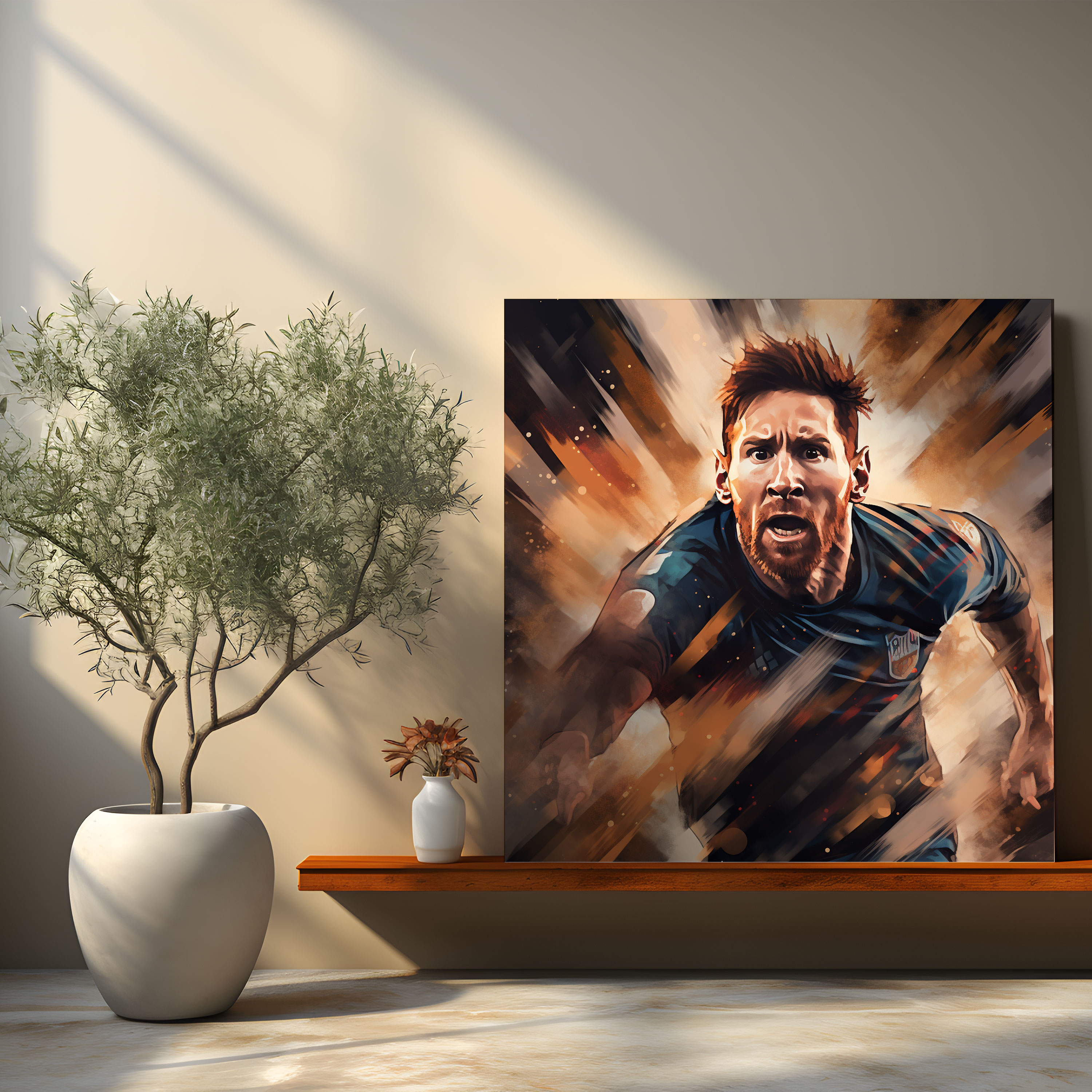 Lionel Messi Canvas Print - Determination Wall Art - Lionel Messi, Breaking Through Barriers, Relentless Pursuit Of Success, Wall Decoration