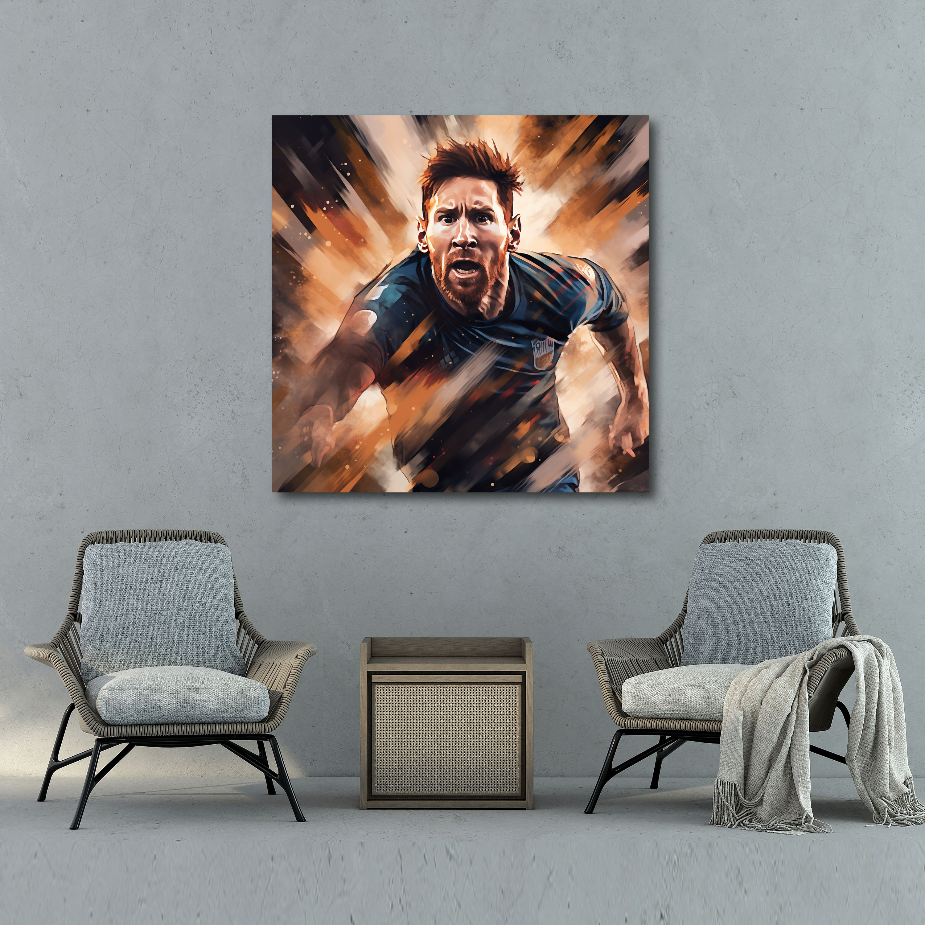 Lionel Messi Canvas Print - Determination Wall Art - Lionel Messi, Breaking Through Barriers, Relentless Pursuit Of Success, Wall Decoration