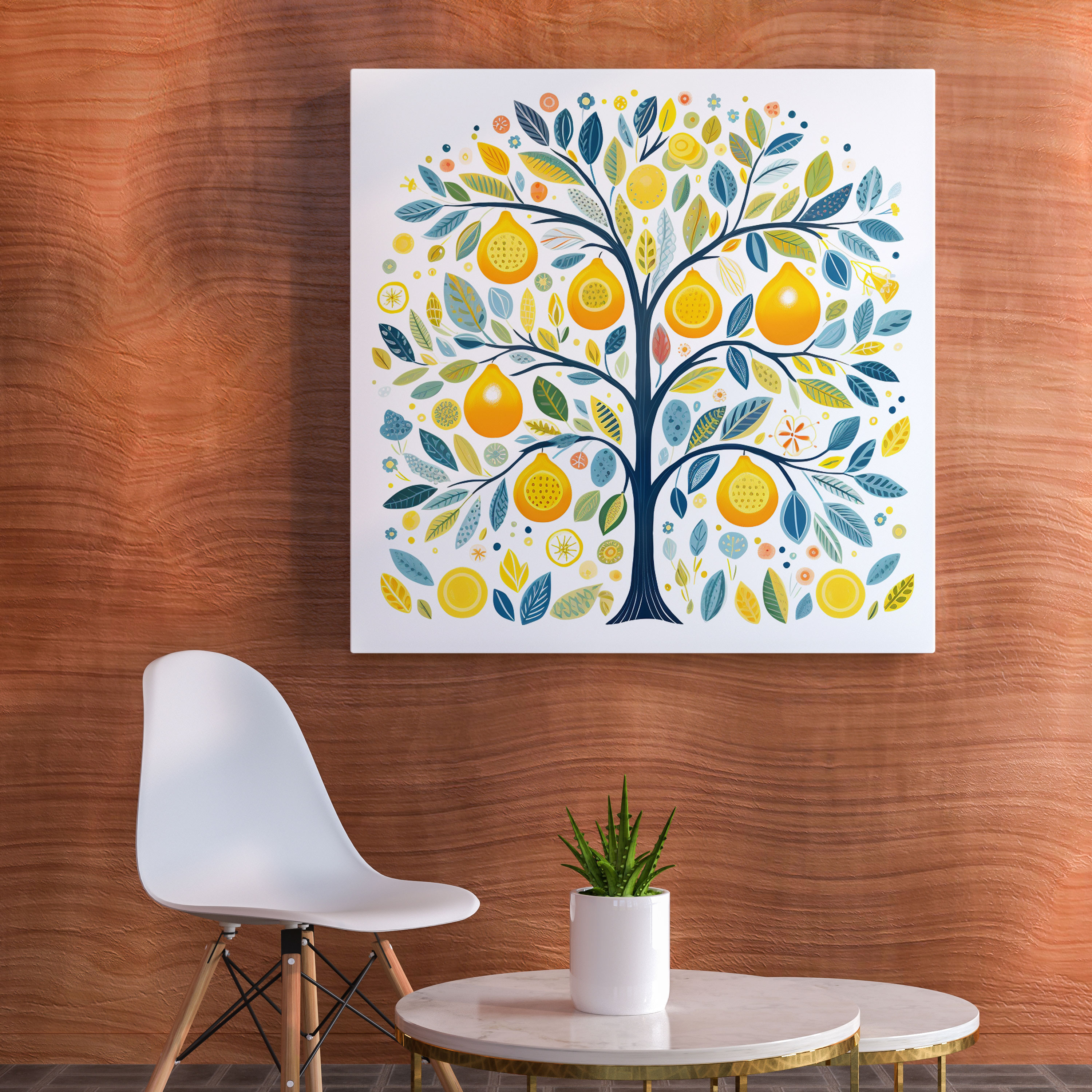 Lemon Tree Canvas Wall Art - Lemon Tree, Home Decoration, Illustration, Patterns