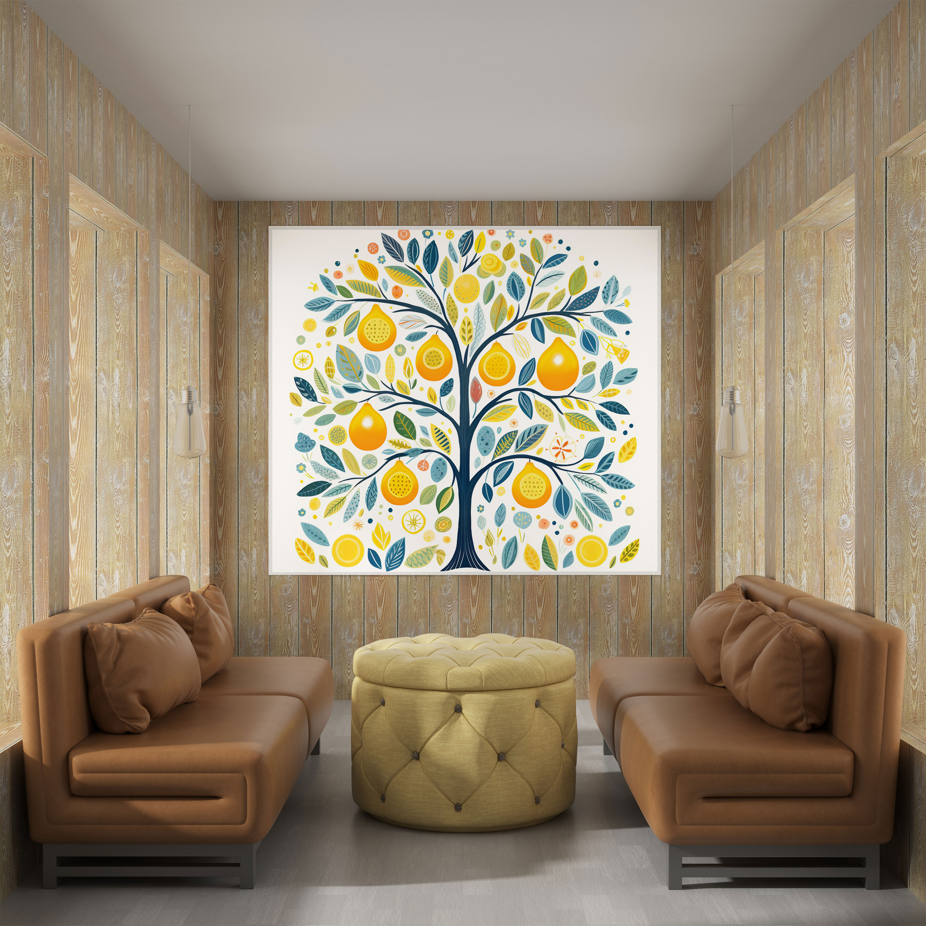 Lemon Tree Canvas Wall Art - Lemon Tree, Home Decoration, Illustration, Patterns