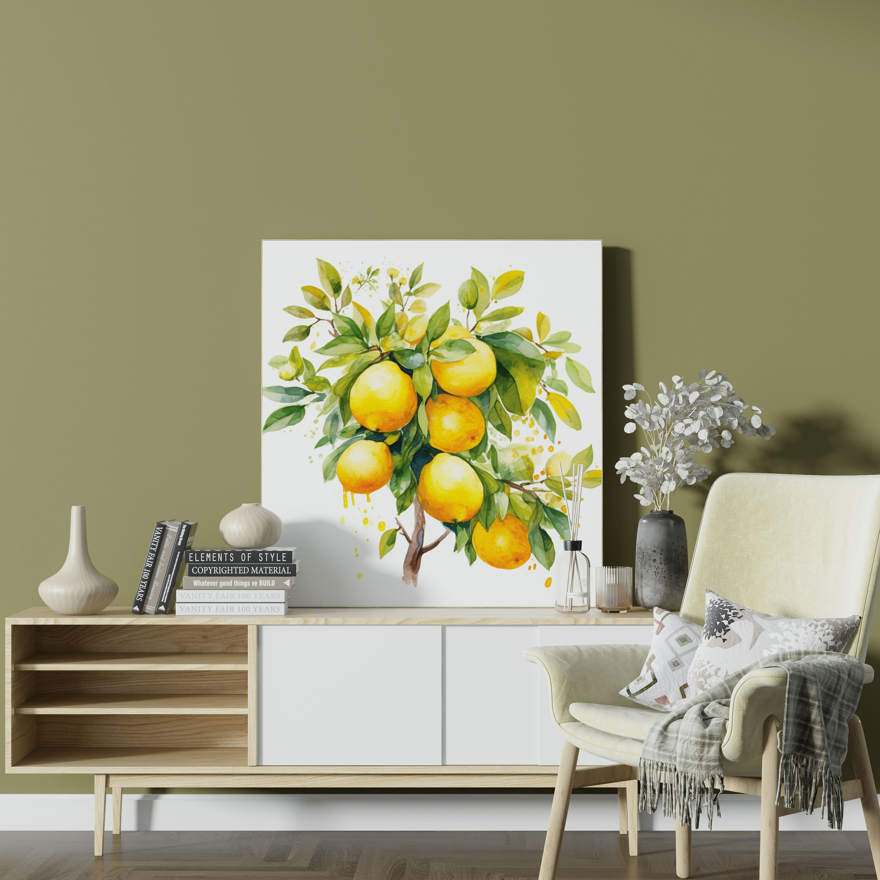 Limon Ağacı Kanvas Tablo - Limon Ağacı Kanvas Duvar Sanatı Renk Patlaması