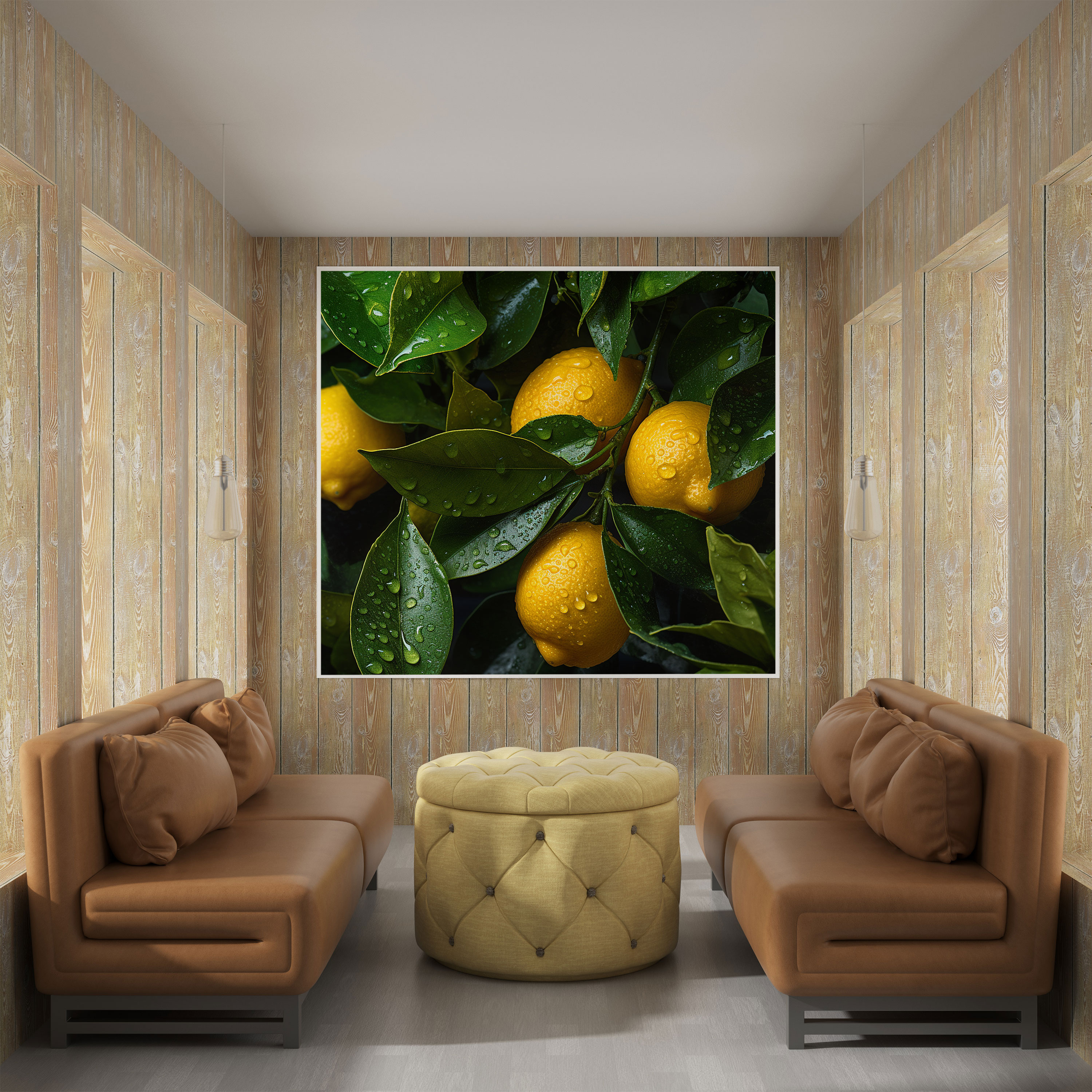 Limoni Ağaç Tablosu - Detaylı Limon Ağacı Kanvas Duvar Sanatı