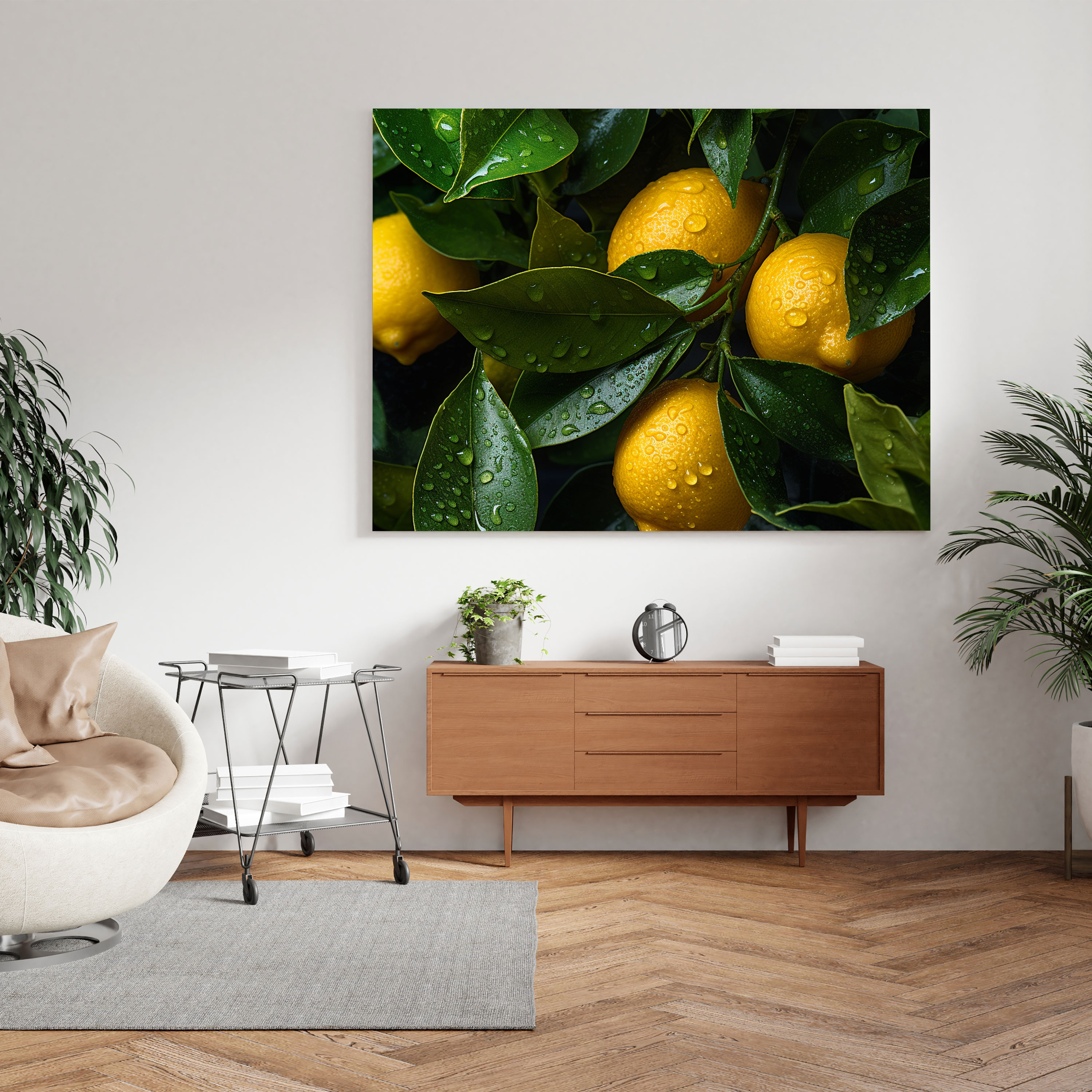 Limoni Ağaç Tablosu - Detaylı Limon Ağacı Kanvas Duvar Sanatı