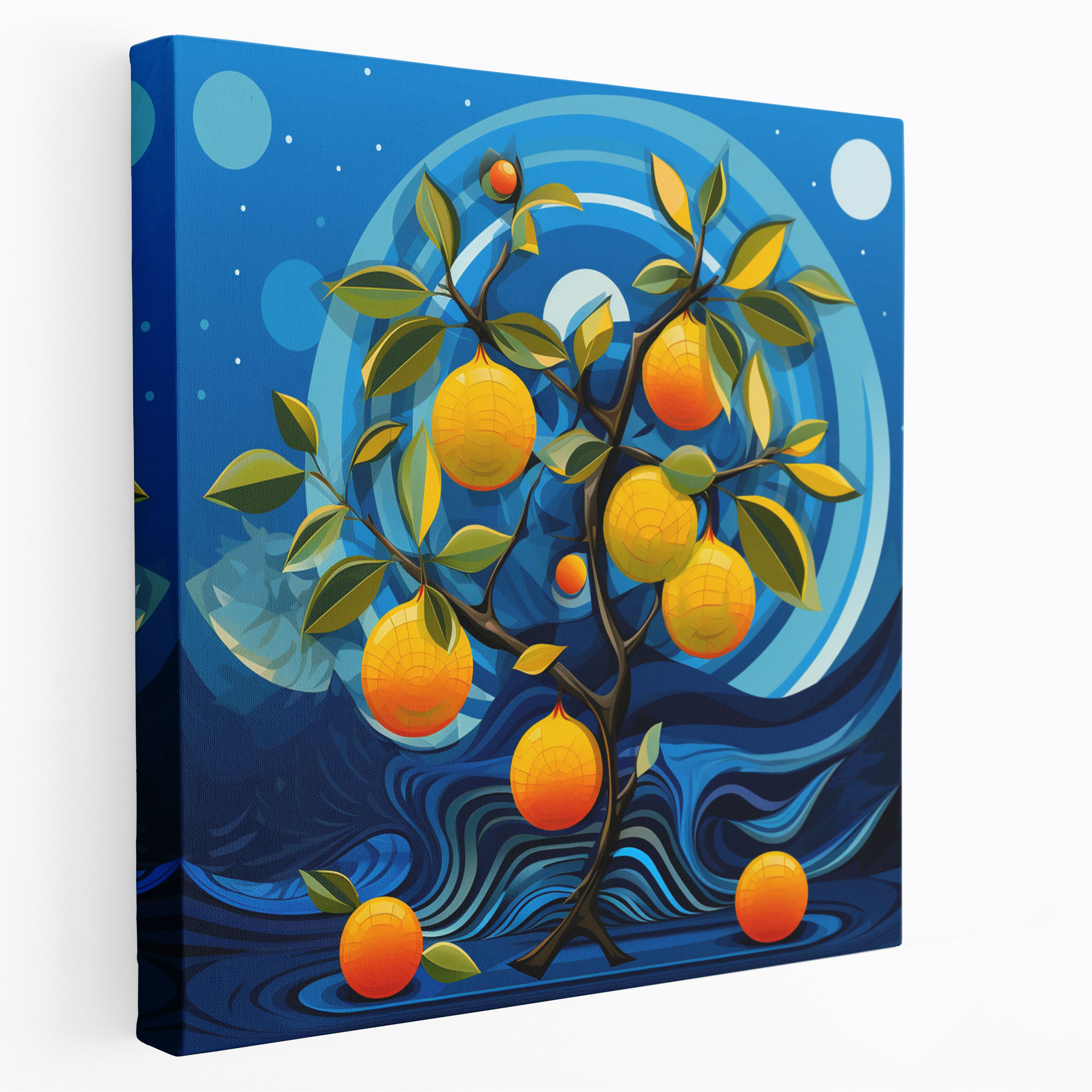 Modern Lemon Tree Canvas Print - Lemon Tree, Vibrant, Geometric Shapes, Home Decoration