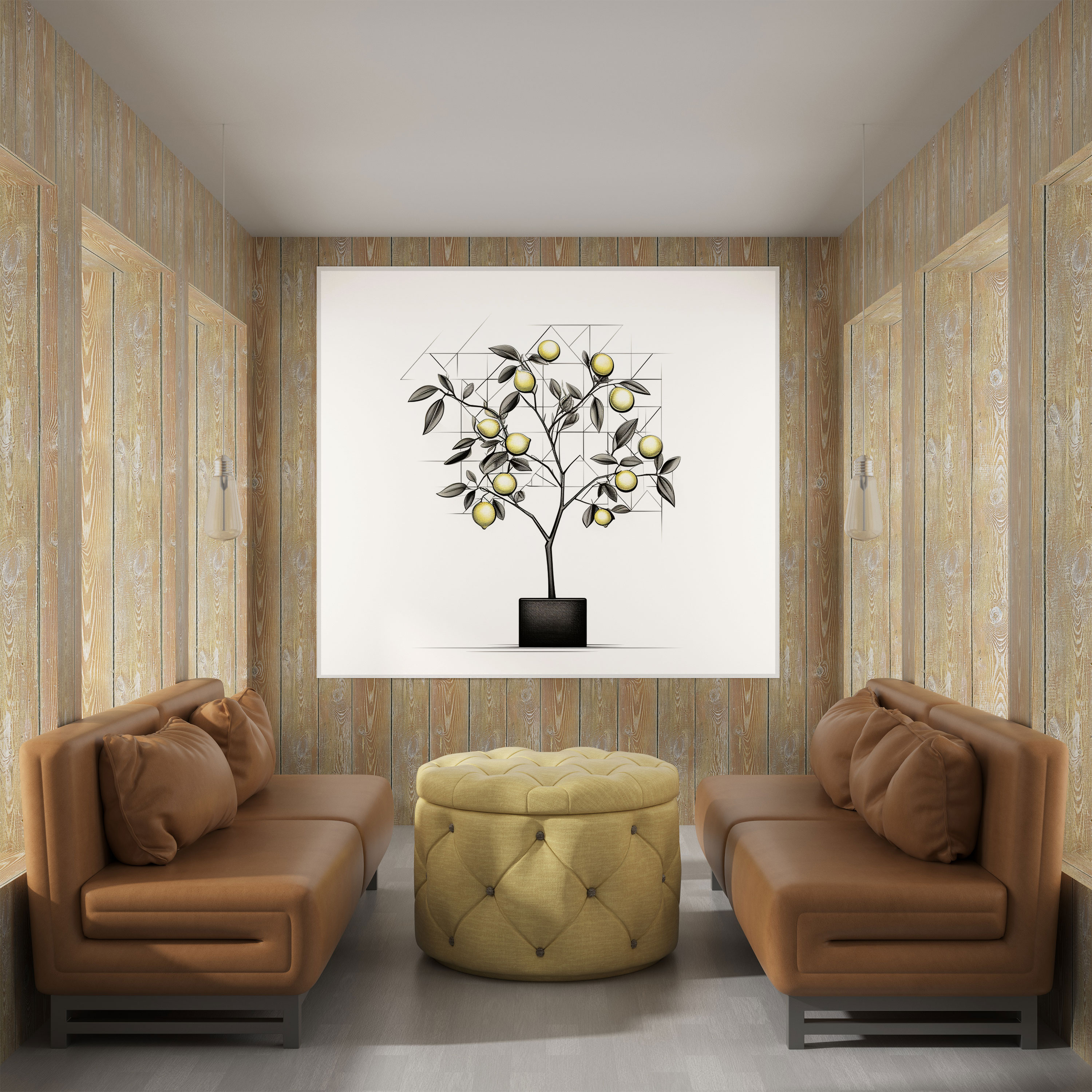 Lemon Tree Wall Art - Lemon Tree, Modern Elegance, Home Decoration, Black And White
