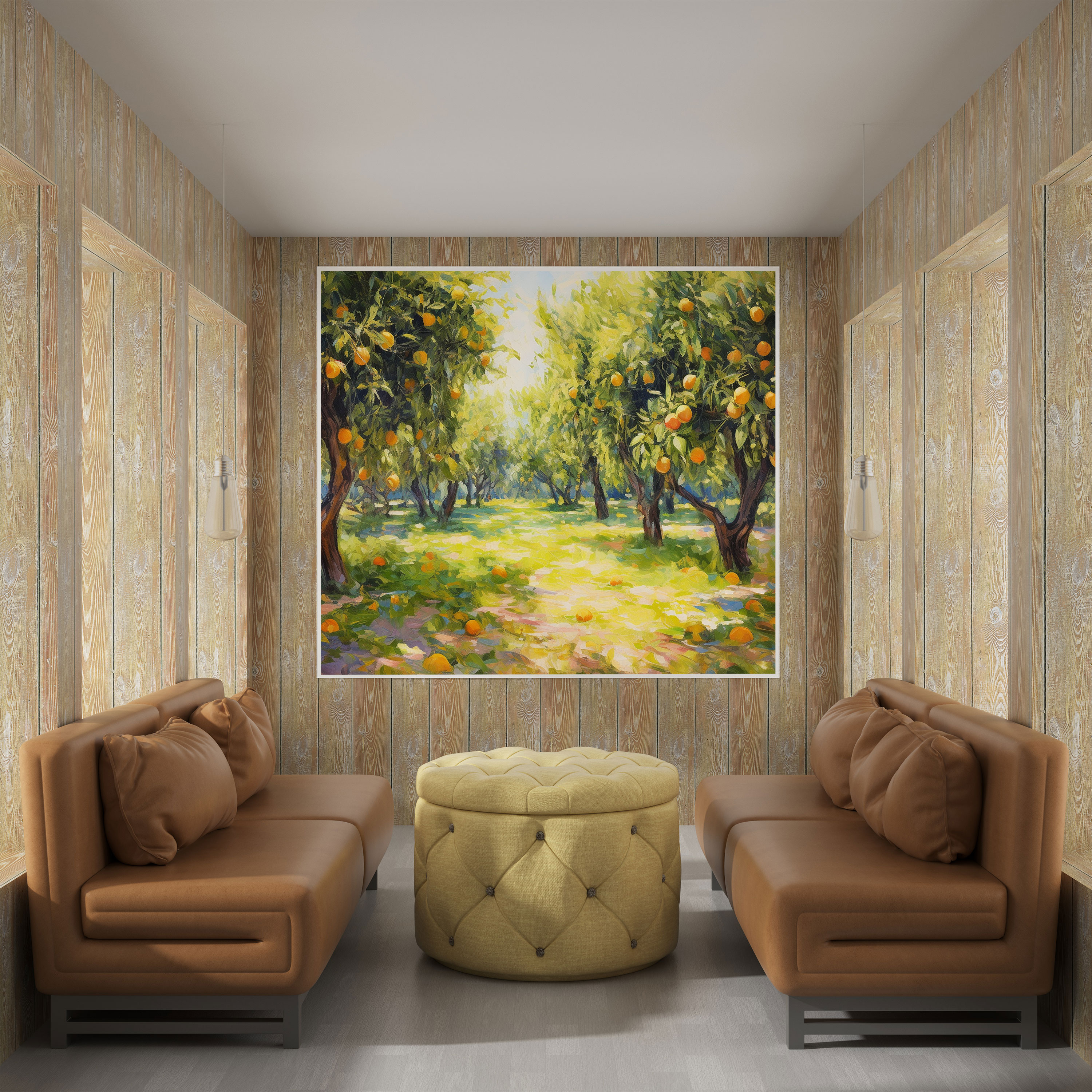 Zitronenbaum Wanddekoration - Leinwandbild Zitronenbaum Wohnkultur lebendige Farben Freude