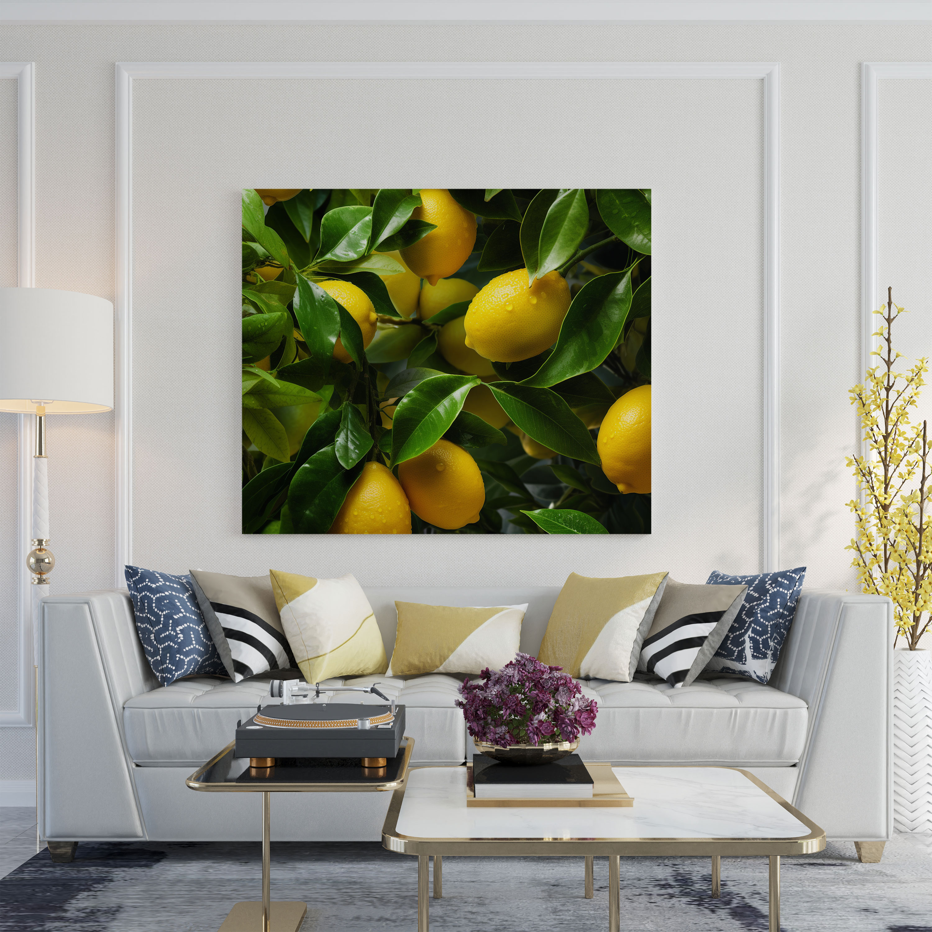 Limon Ağacı Kanvas Tablo - Limon Ağacı Limon Ağacı Dalı Doğal Güzellik Duvar Dekorasyonu