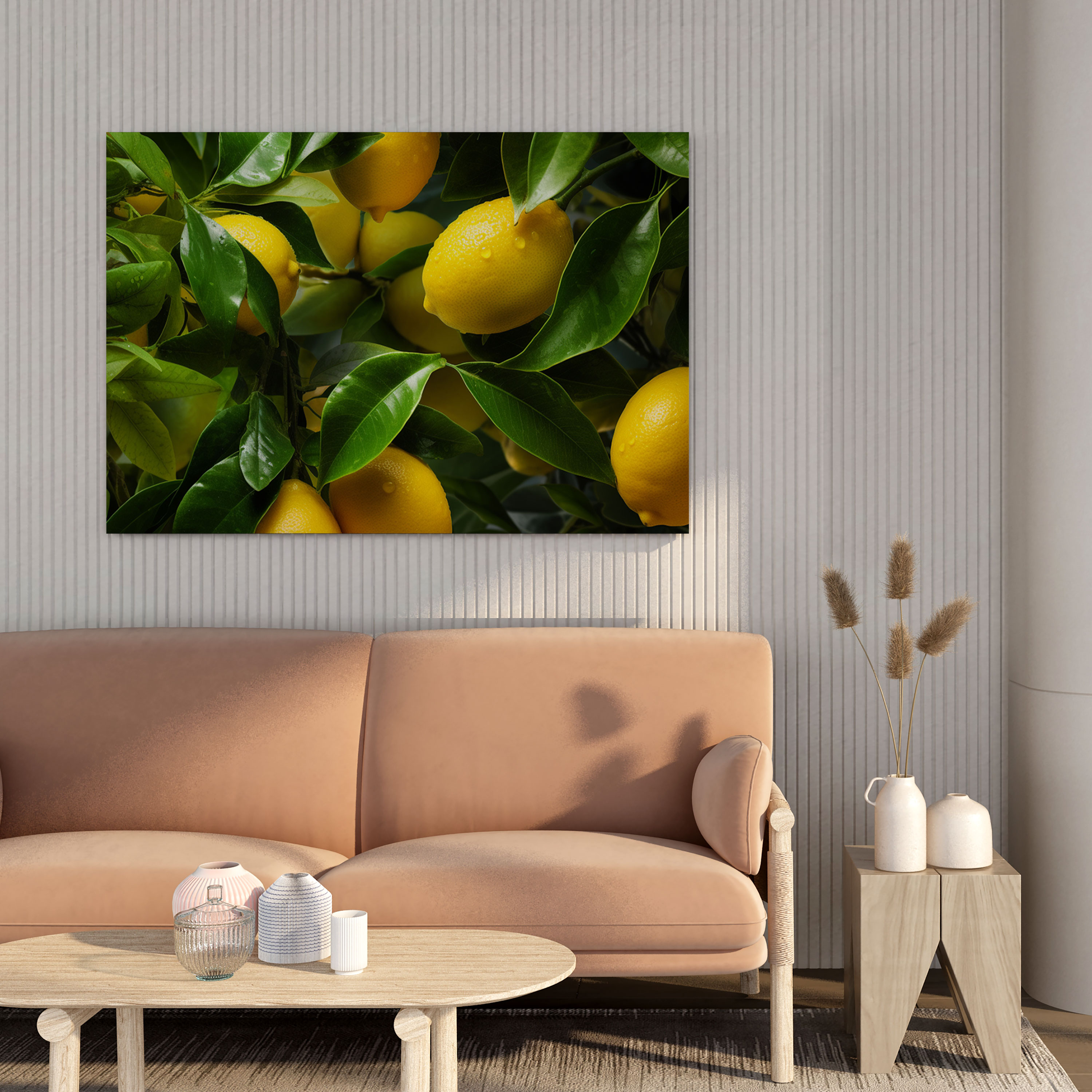 Limon Ağacı Kanvas Tablo - Limon Ağacı Limon Ağacı Dalı Doğal Güzellik Duvar Dekorasyonu