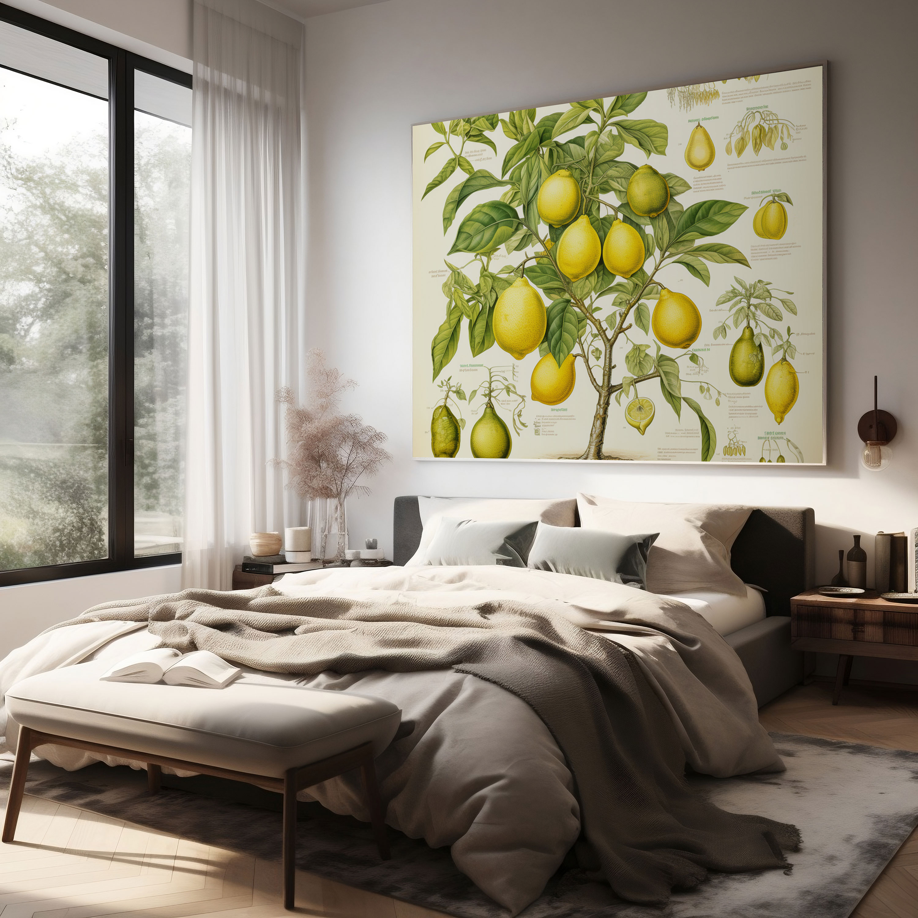 Limon Ağacı Duvar Sanatı - Limon Ağacı Eğitim Aracı Ev Dekorasyonu Botanik Anatomi