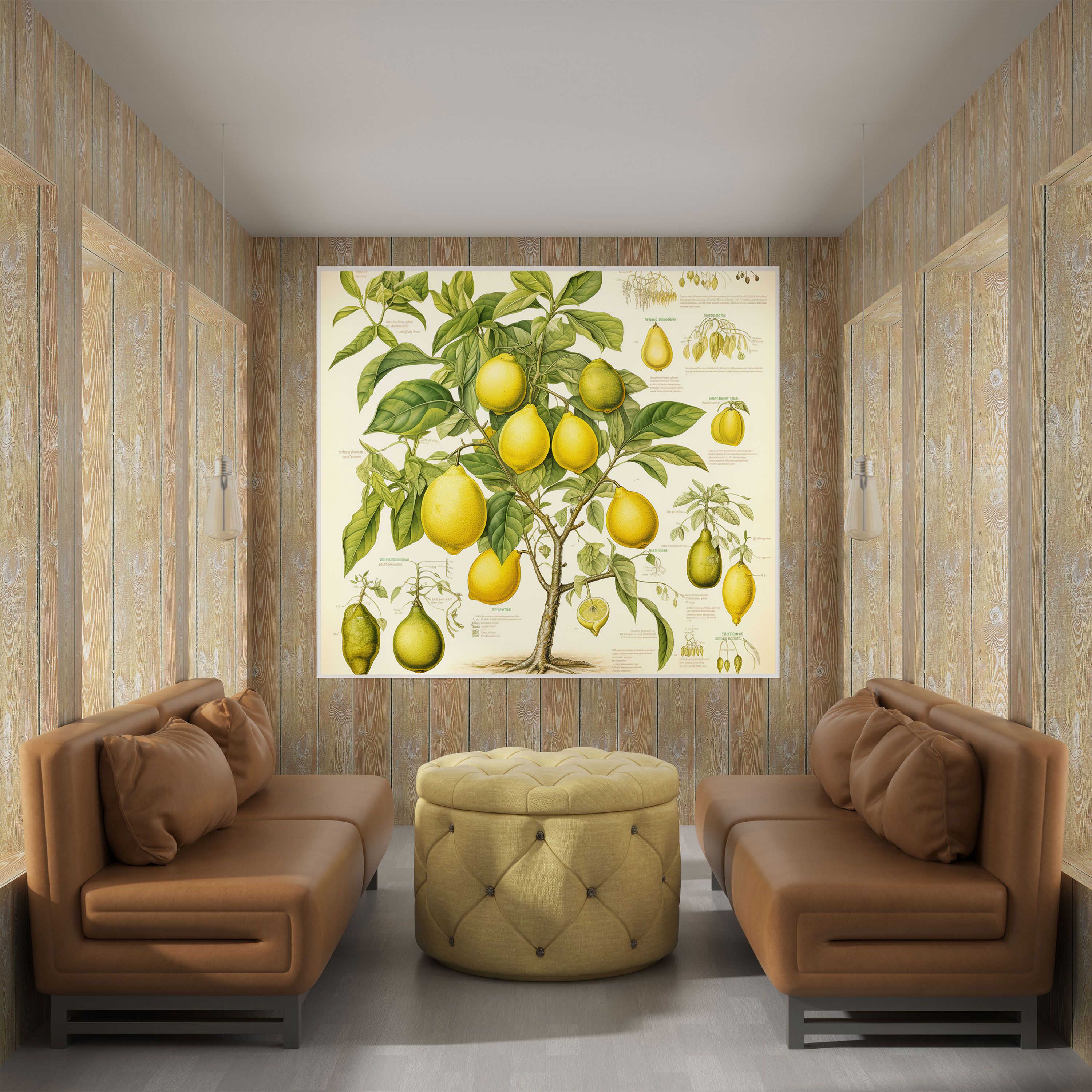 Limon Ağacı Duvar Sanatı - Limon Ağacı Eğitim Aracı Ev Dekorasyonu Botanik Anatomi