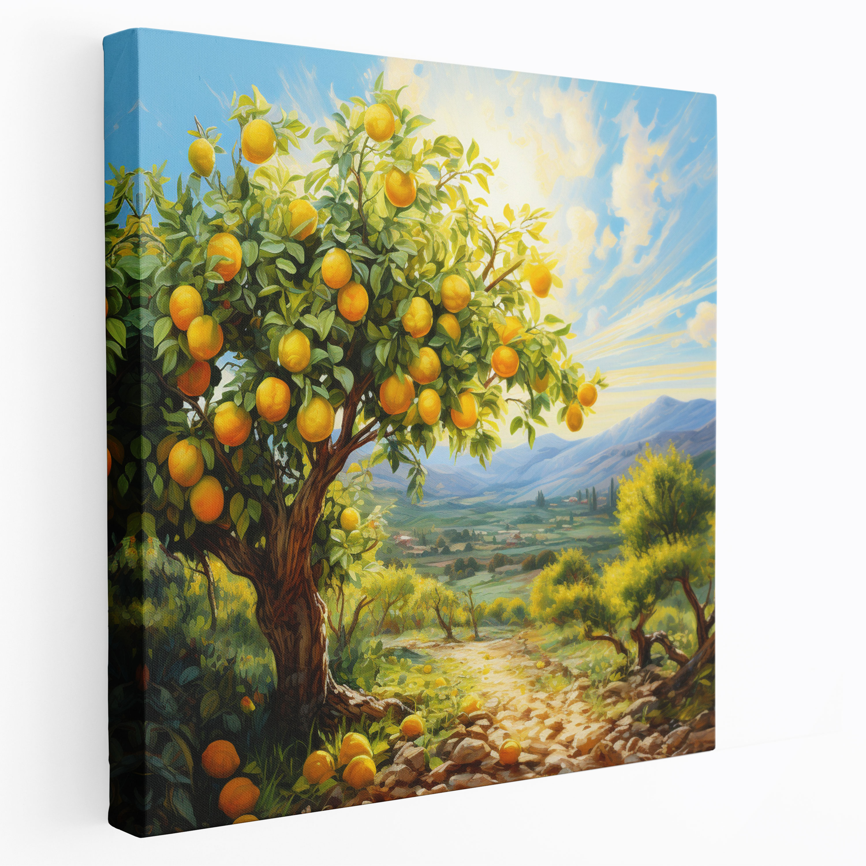 Lemon Tree Wall Art - Colorful Oil Painting Canvas Print - Lemon Tree, Wall Decoration, Canvas, Lemon Tree