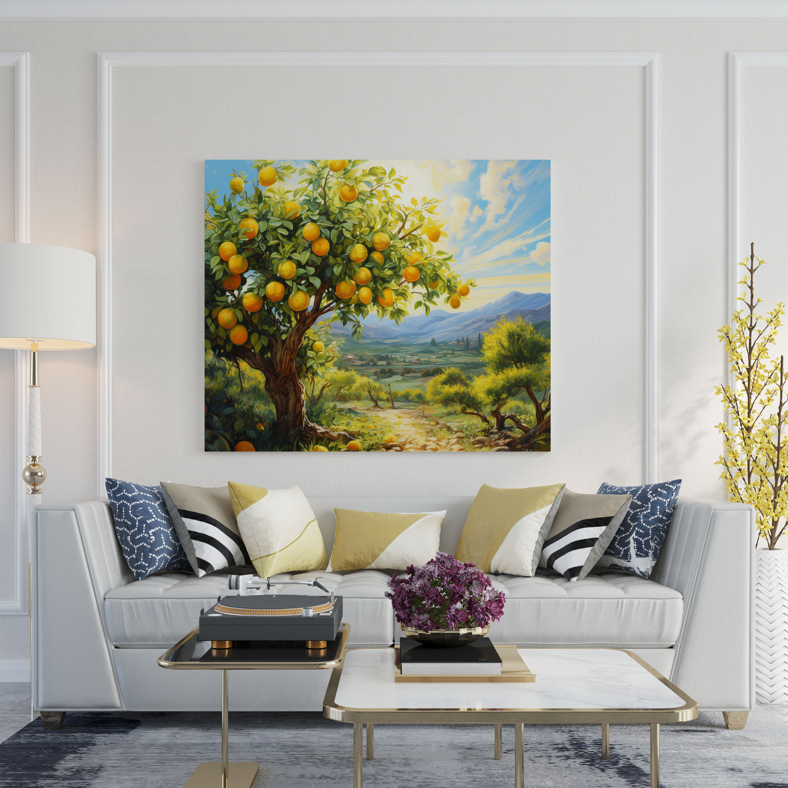 Lemon Tree Wall Art - Colorful Oil Painting Canvas Print - Lemon Tree, Wall Decoration, Canvas, Lemon Tree