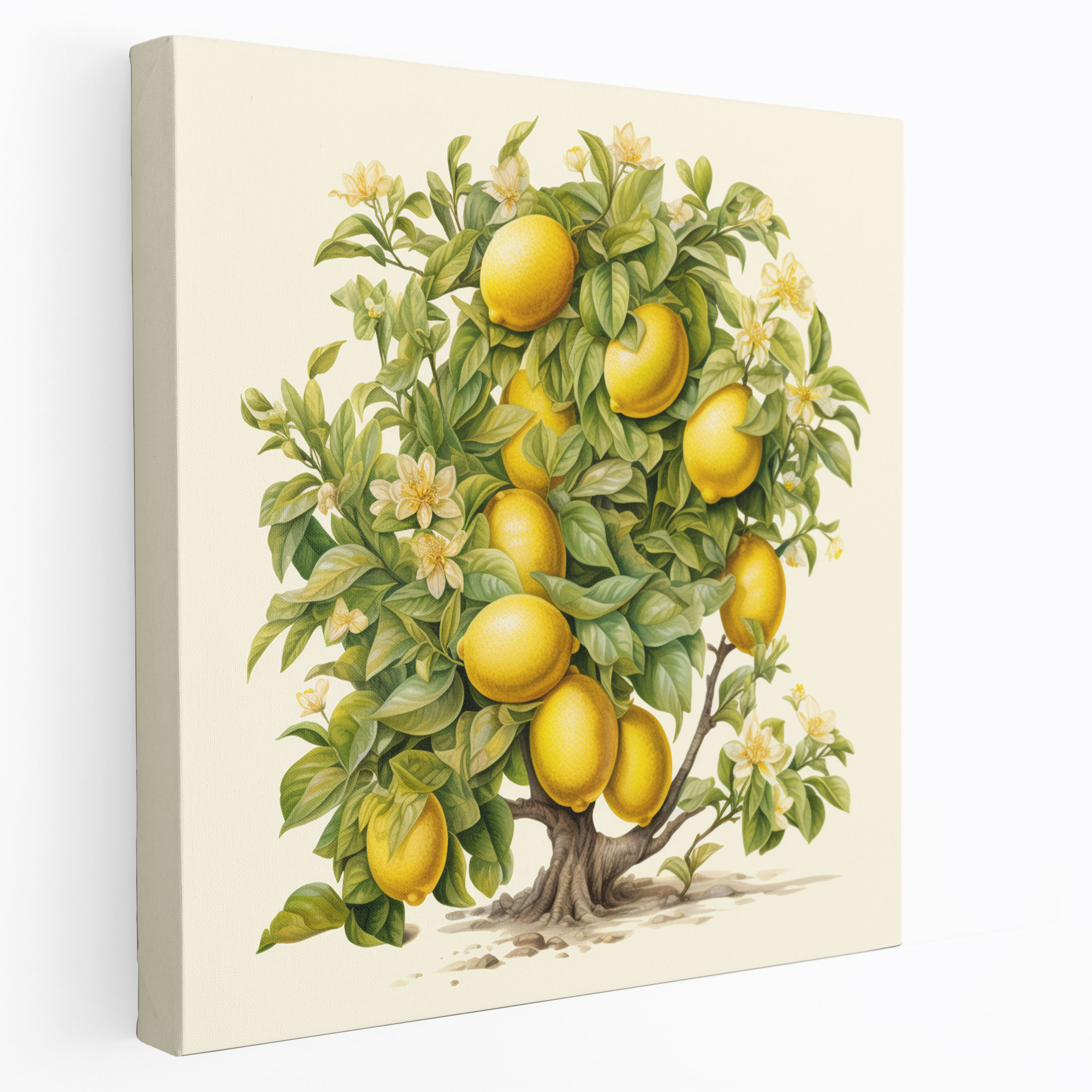 Lemon Tree Wall Art - Realistic Botanical Canvas Print - Lemon Tree, Intricate Details, Realistic Botanical Illustration, Canvas Wall Art