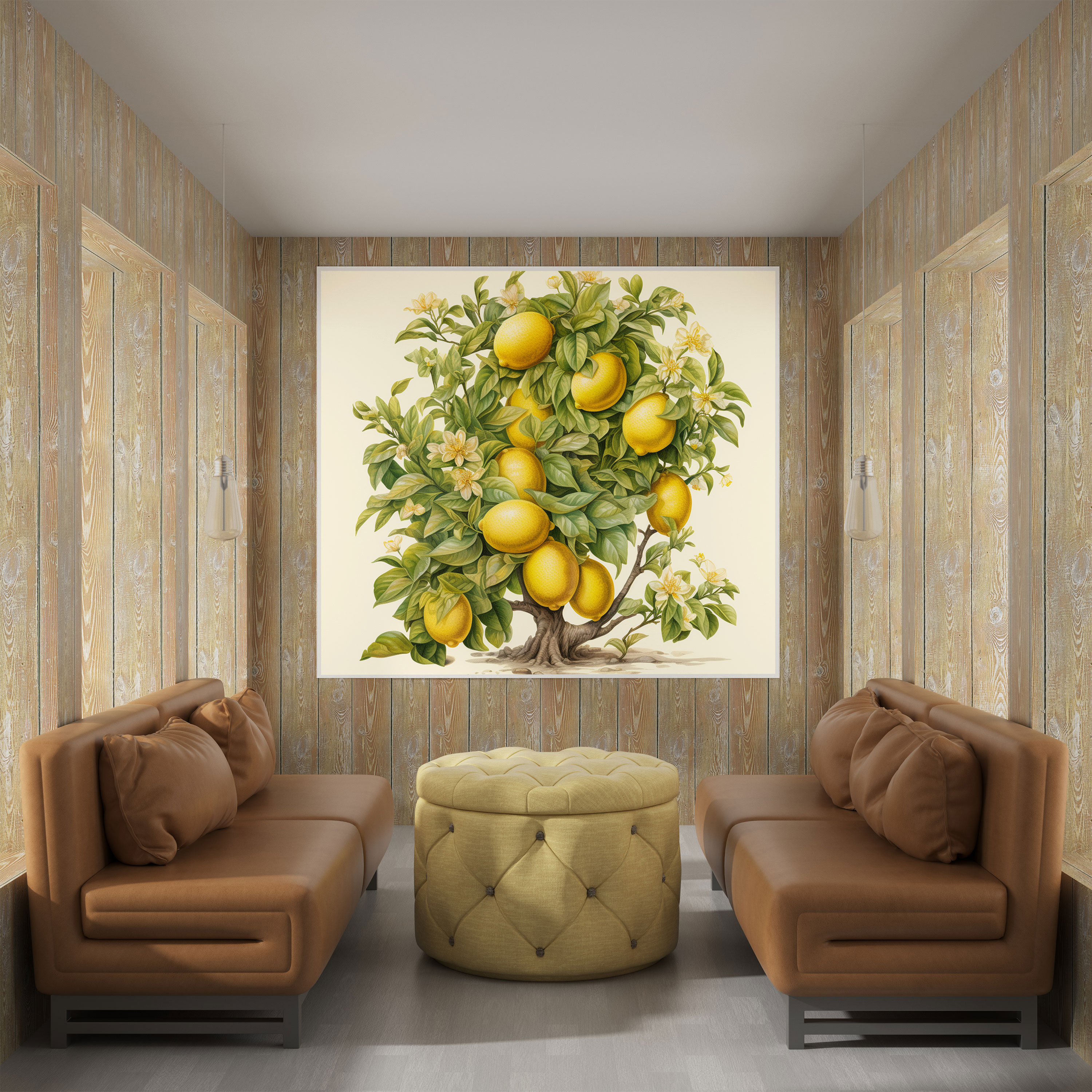 Lemon Tree Wall Art - Realistic Botanical Canvas Print - Lemon Tree, Intricate Details, Realistic Botanical Illustration, Canvas Wall Art