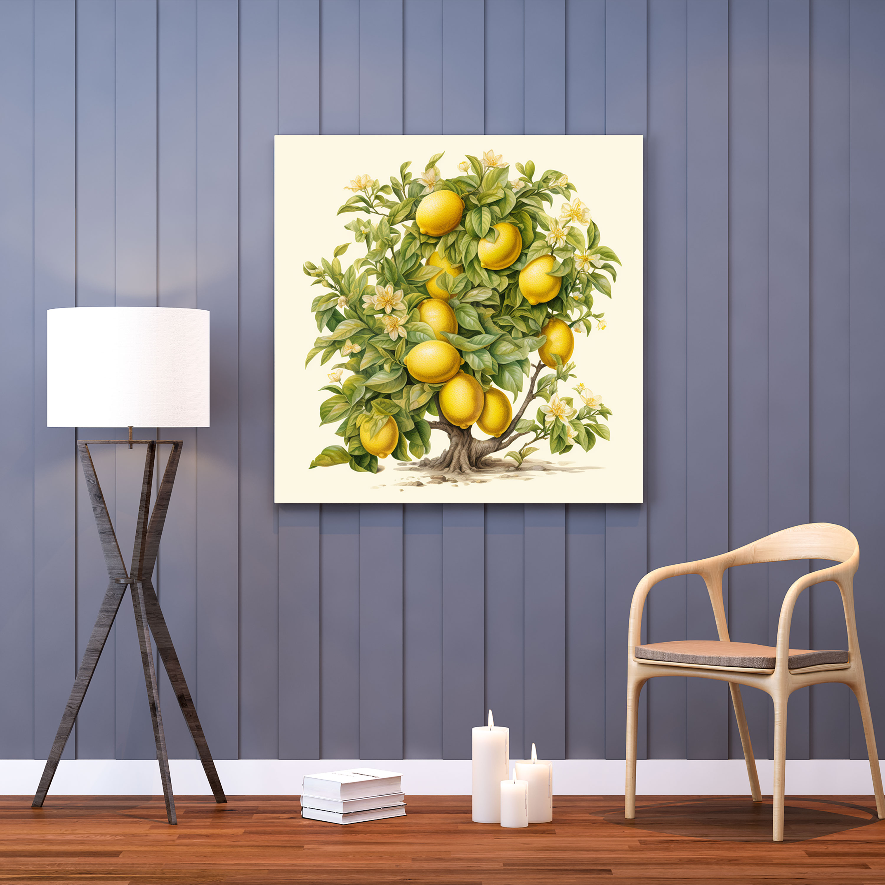Lemon Tree Wall Art - Realistic Botanical Canvas Print - Lemon Tree, Intricate Details, Realistic Botanical Illustration, Canvas Wall Art
