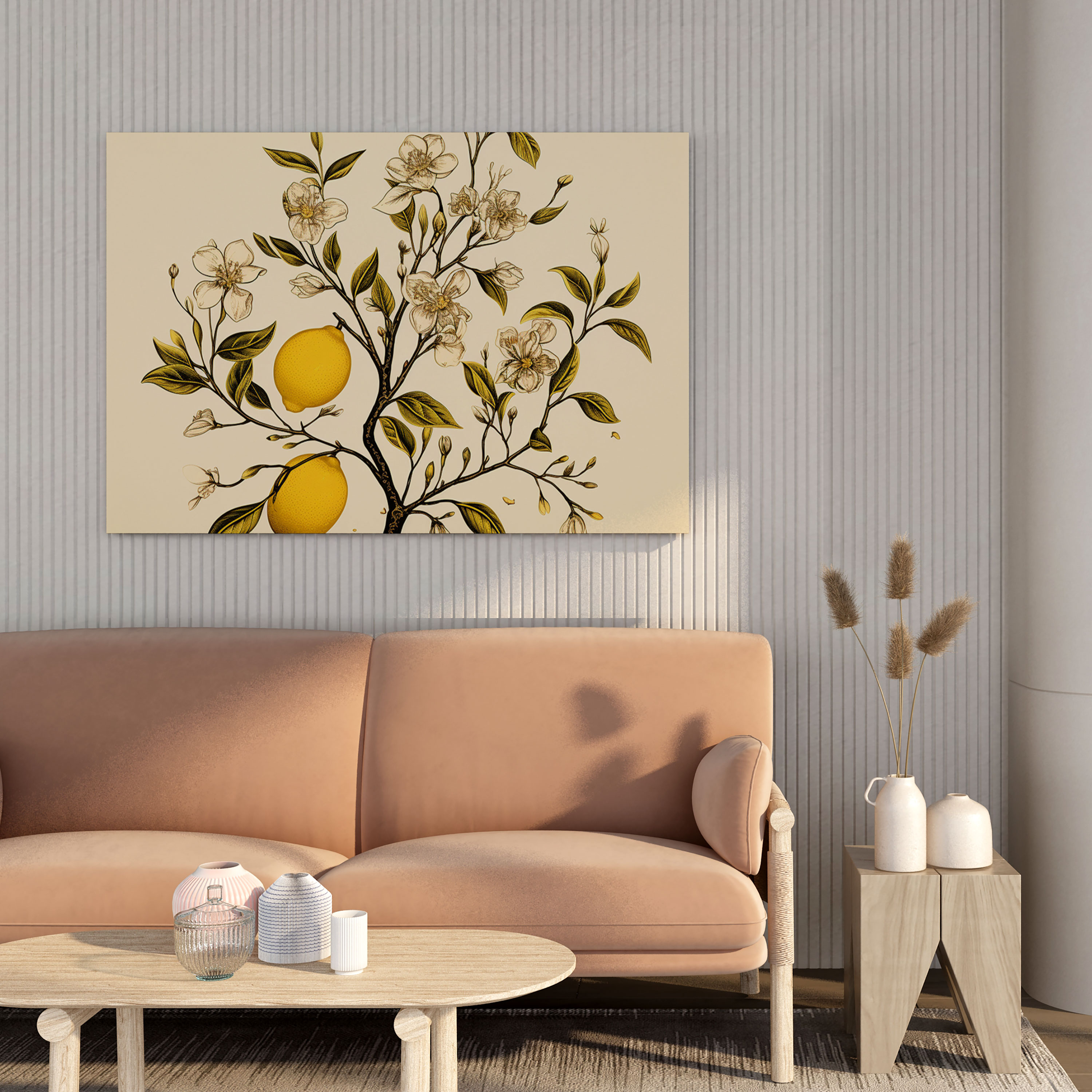 Lemon Tree Wall Art - Minimalist Line Drawing Canvas Print - Lemon Tree, Wall Art, Canvas, Minimalistic Line Drawing