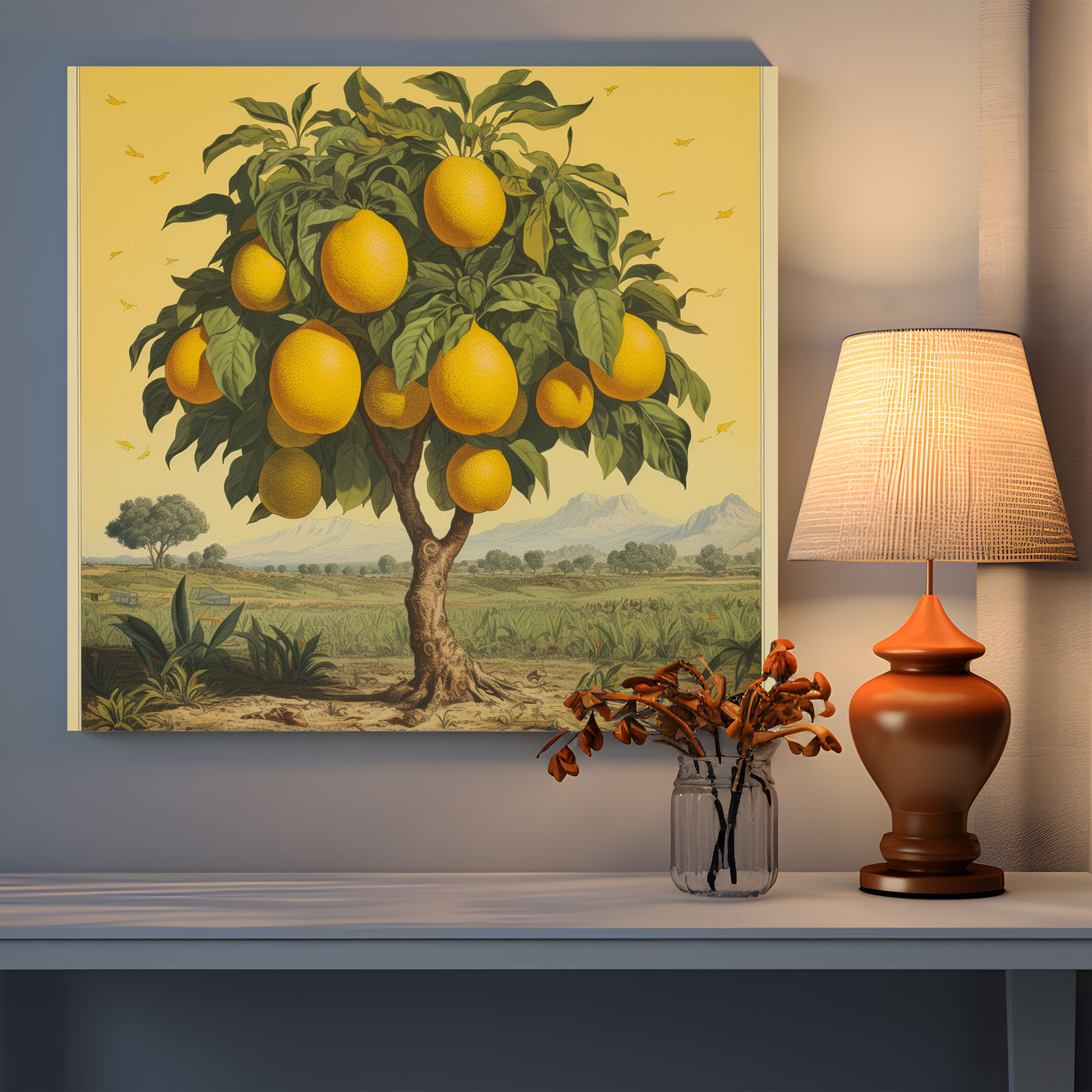 Lemon Tree Canvas Print - Vintage Citrus Farm Wall Decoration - Lemon Tree, Citrus Farm, Home Decoration, Wall Art