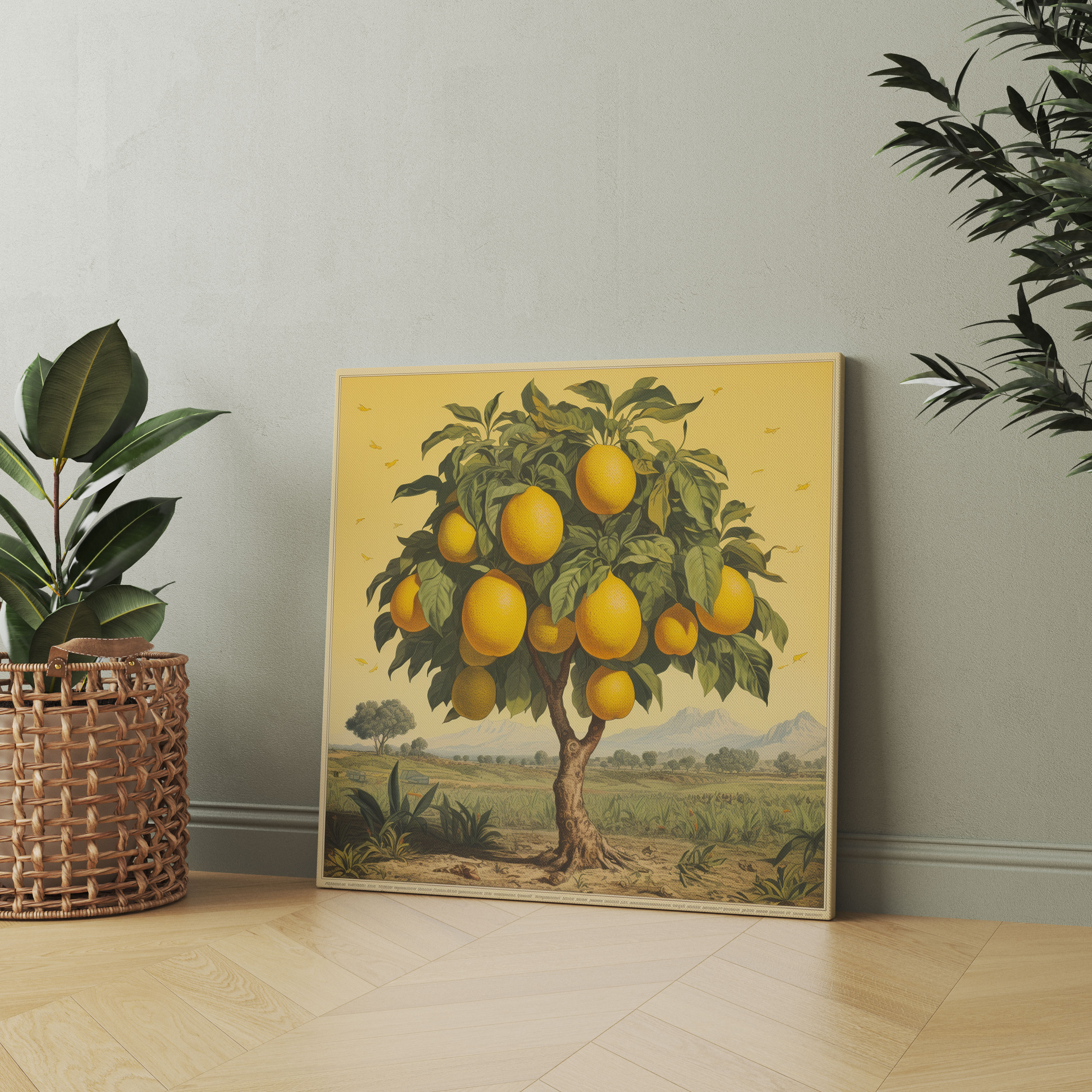 Lemon Tree Canvas Print - Vintage Citrus Farm Wall Decoration - Lemon Tree, Citrus Farm, Home Decoration, Wall Art