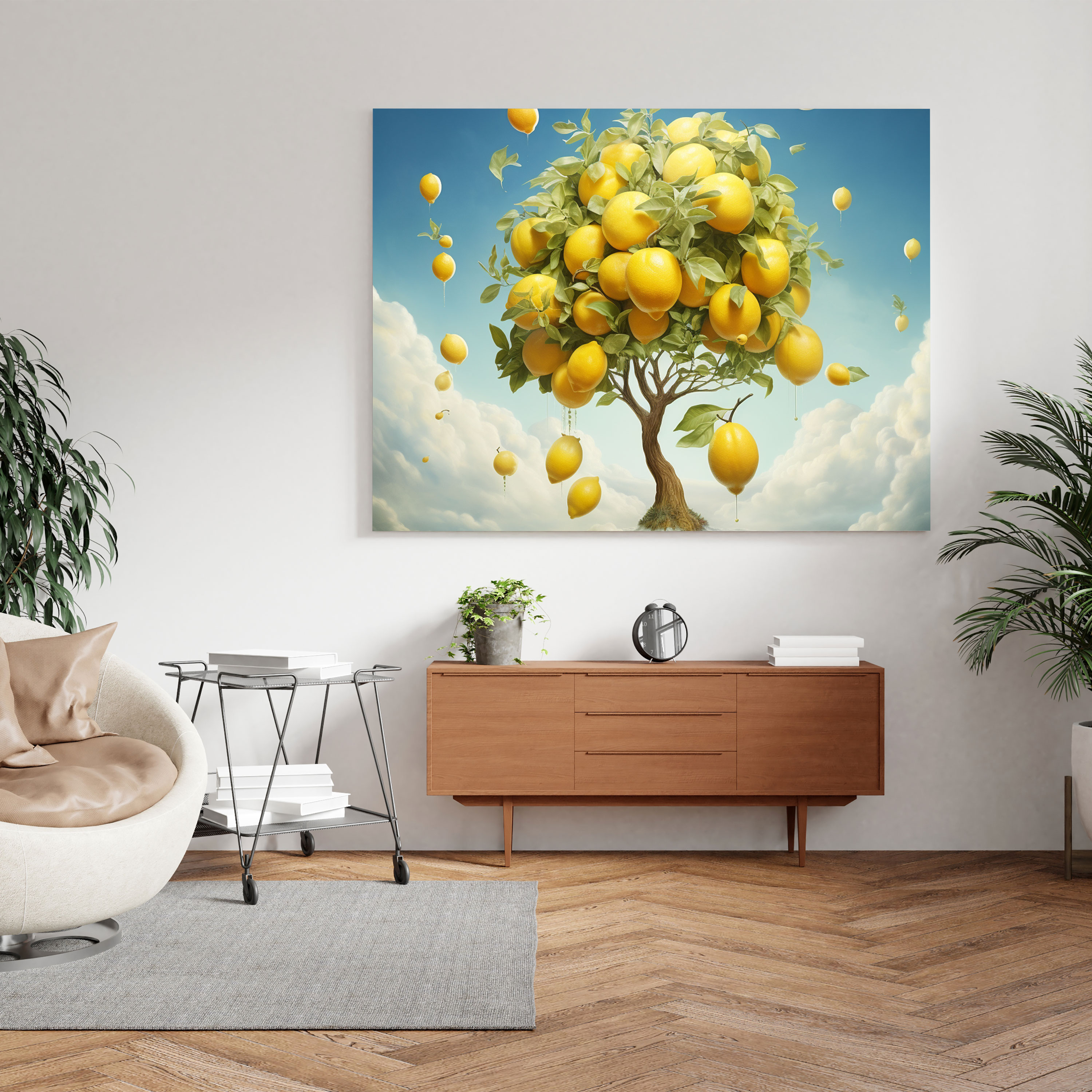 Lemon Tree Wall Art - Surreal Cloudscape Canvas Print - Lemon Tree, Lemon Tree, Dreamy Surreal Artwork, Canvas Wall Art