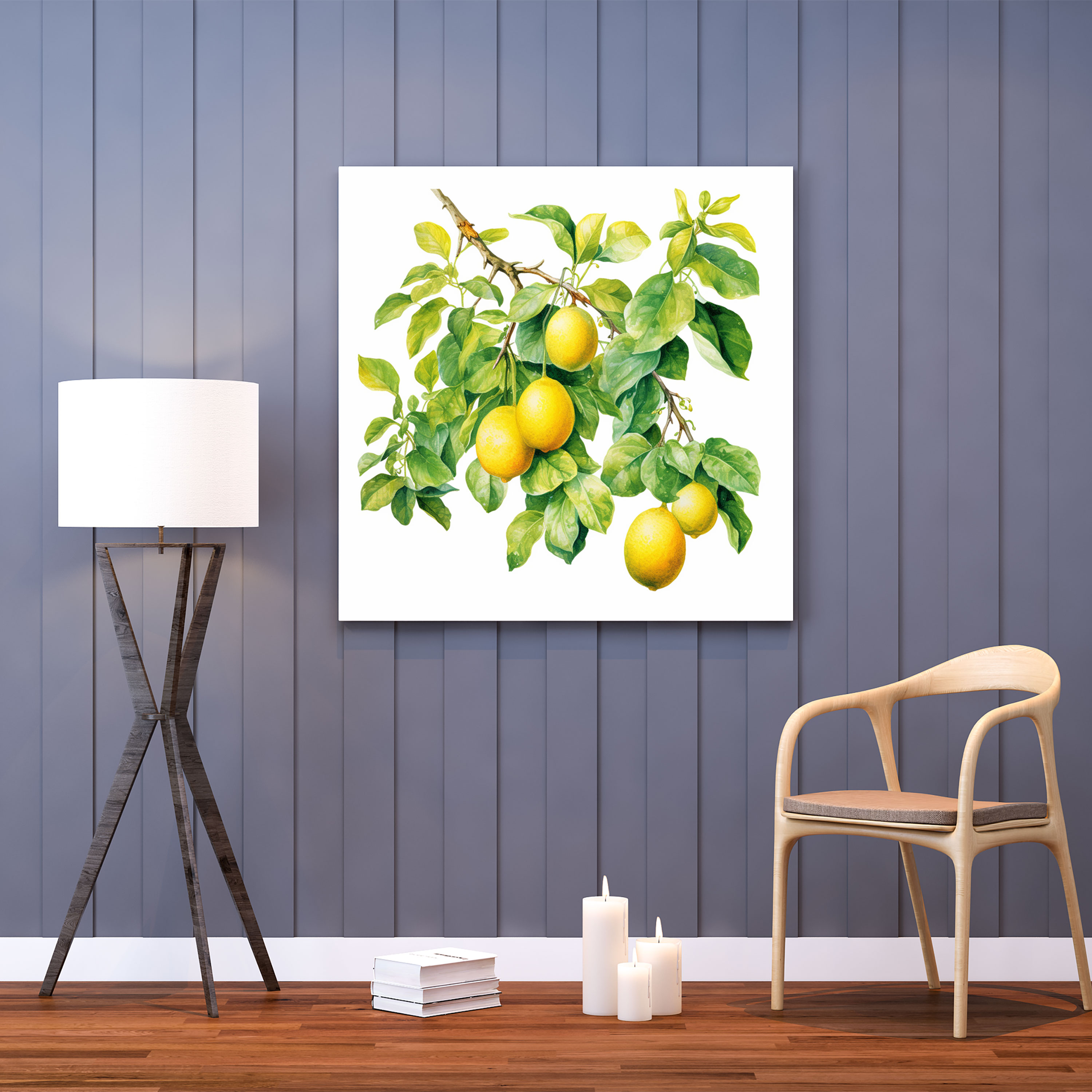 Limon Ağacı Duvar Sanatı - Limon Ağacı Duvar Sanatı Kanvas Tablo Yaz Temalı
