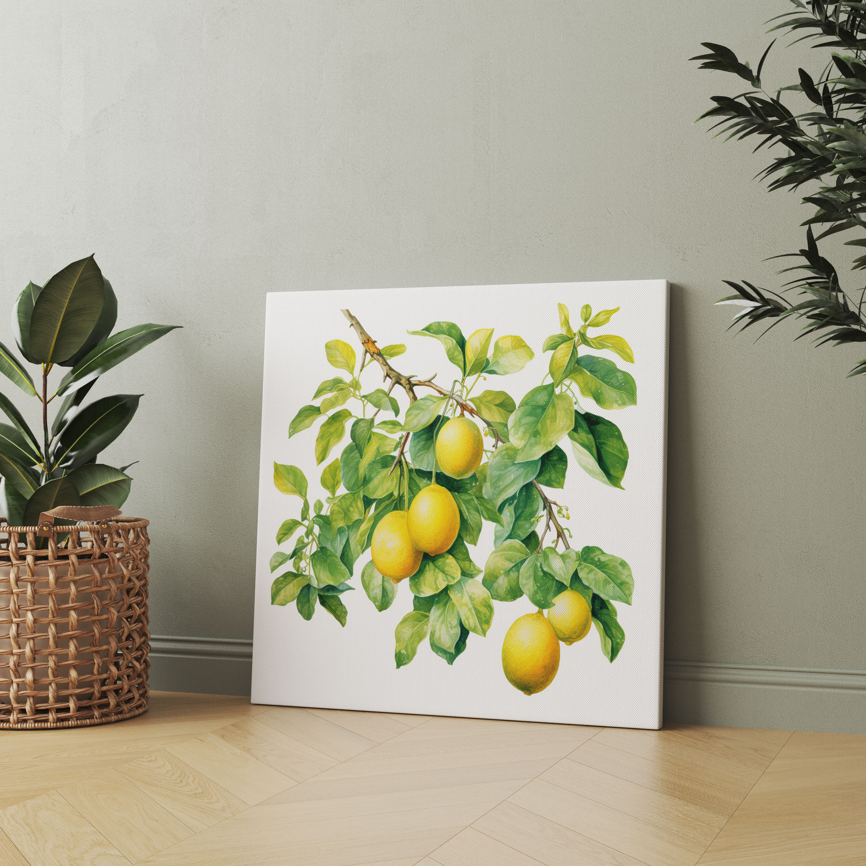 Limon Ağacı Duvar Sanatı - Limon Ağacı Duvar Sanatı Kanvas Tablo Yaz Temalı