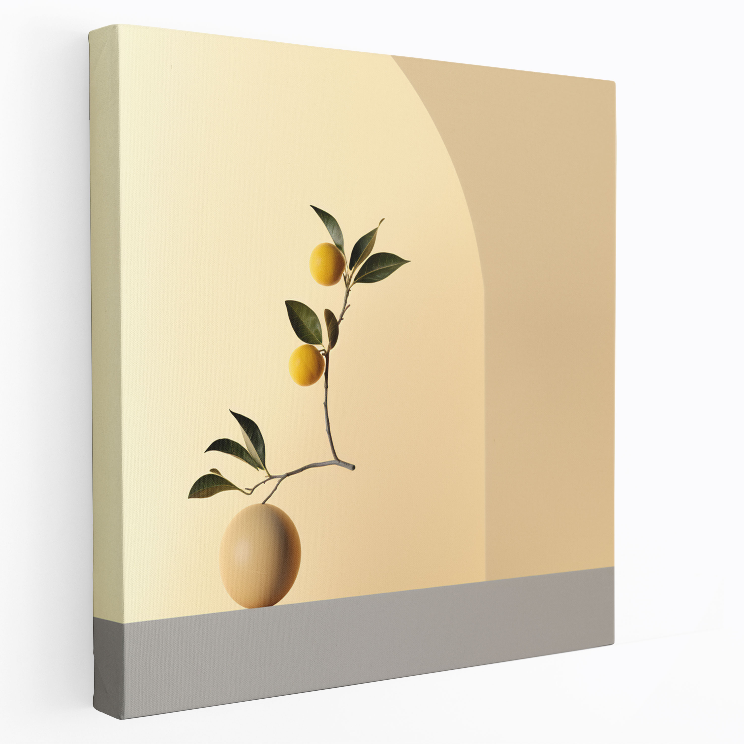 Lemon Tree Wall Decoration - Lemon Tree, Canvas, Simplicity, Pastel Background