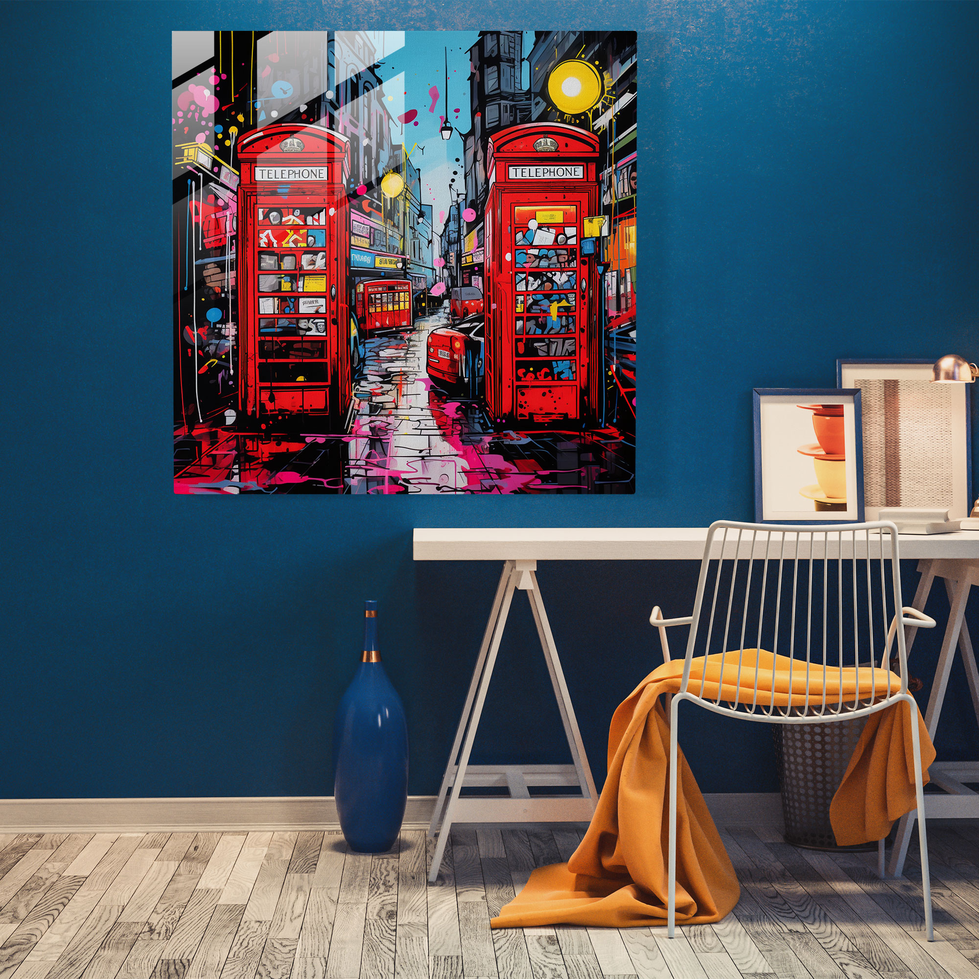 Spielhafte Glasbilder - Retro Urban Vibes Glas Wandkunst