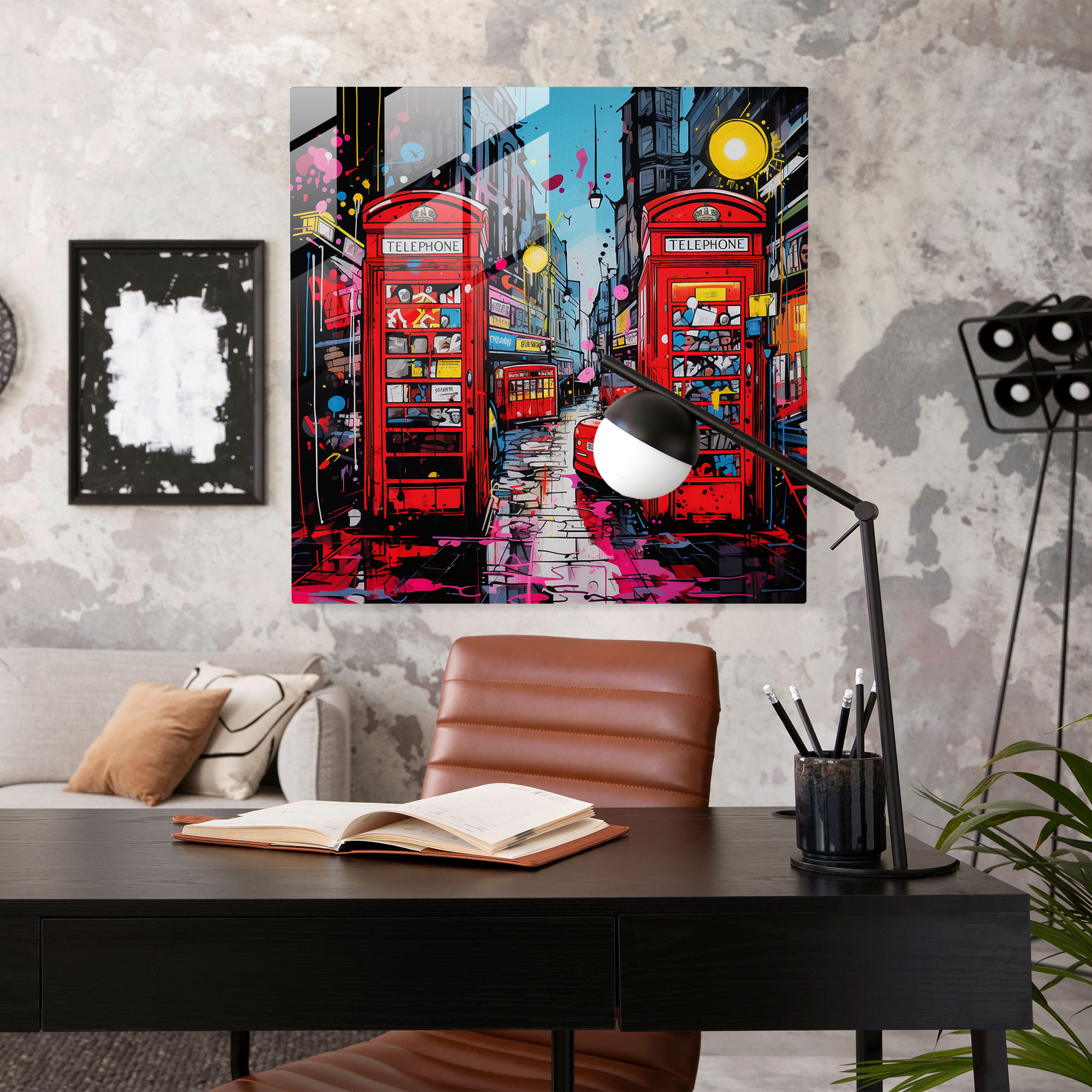 Spielhafte Glasbilder - Retro Urban Vibes Glas Wandkunst