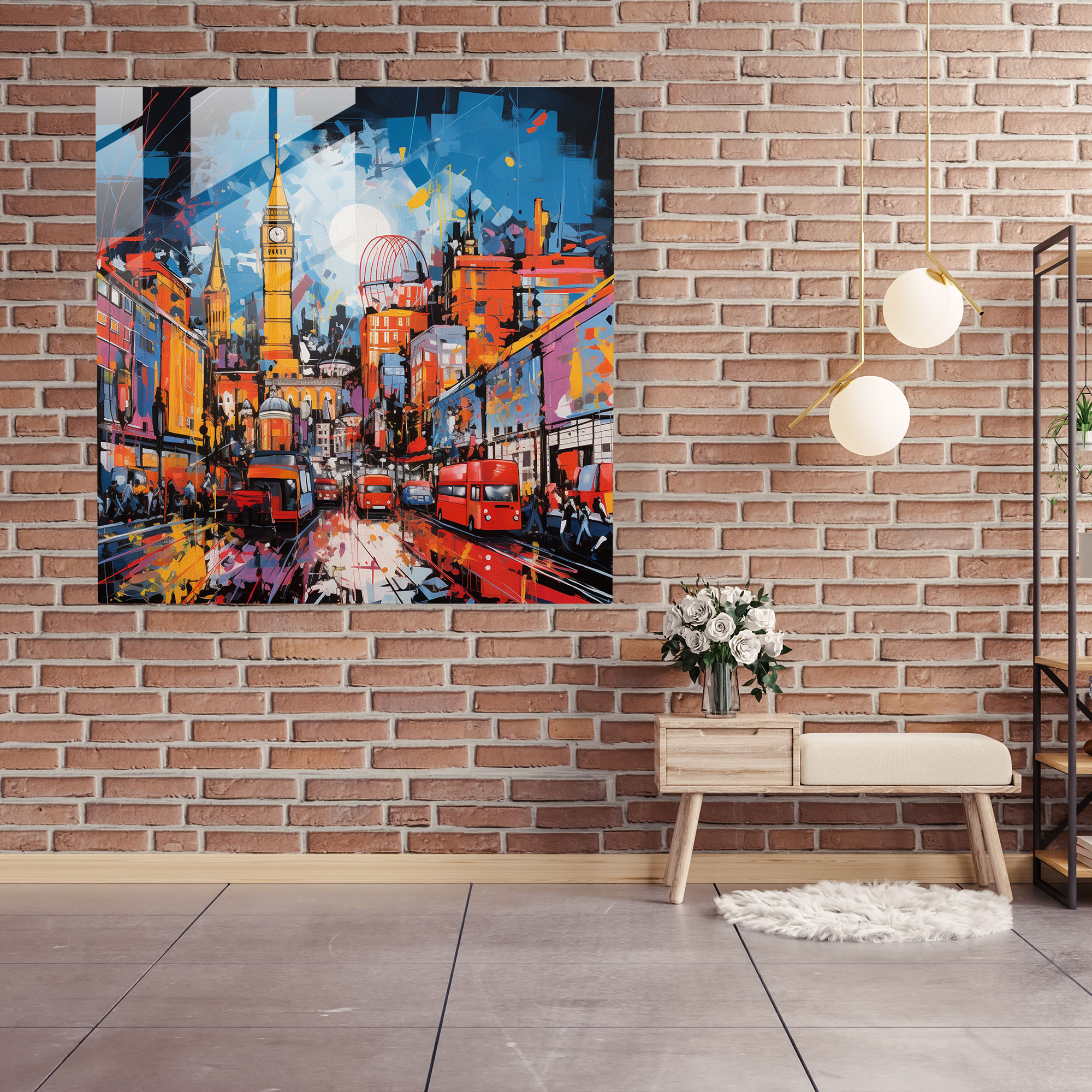Expressive Glasbilder - Graffiti Skyline Glas Wandkunst