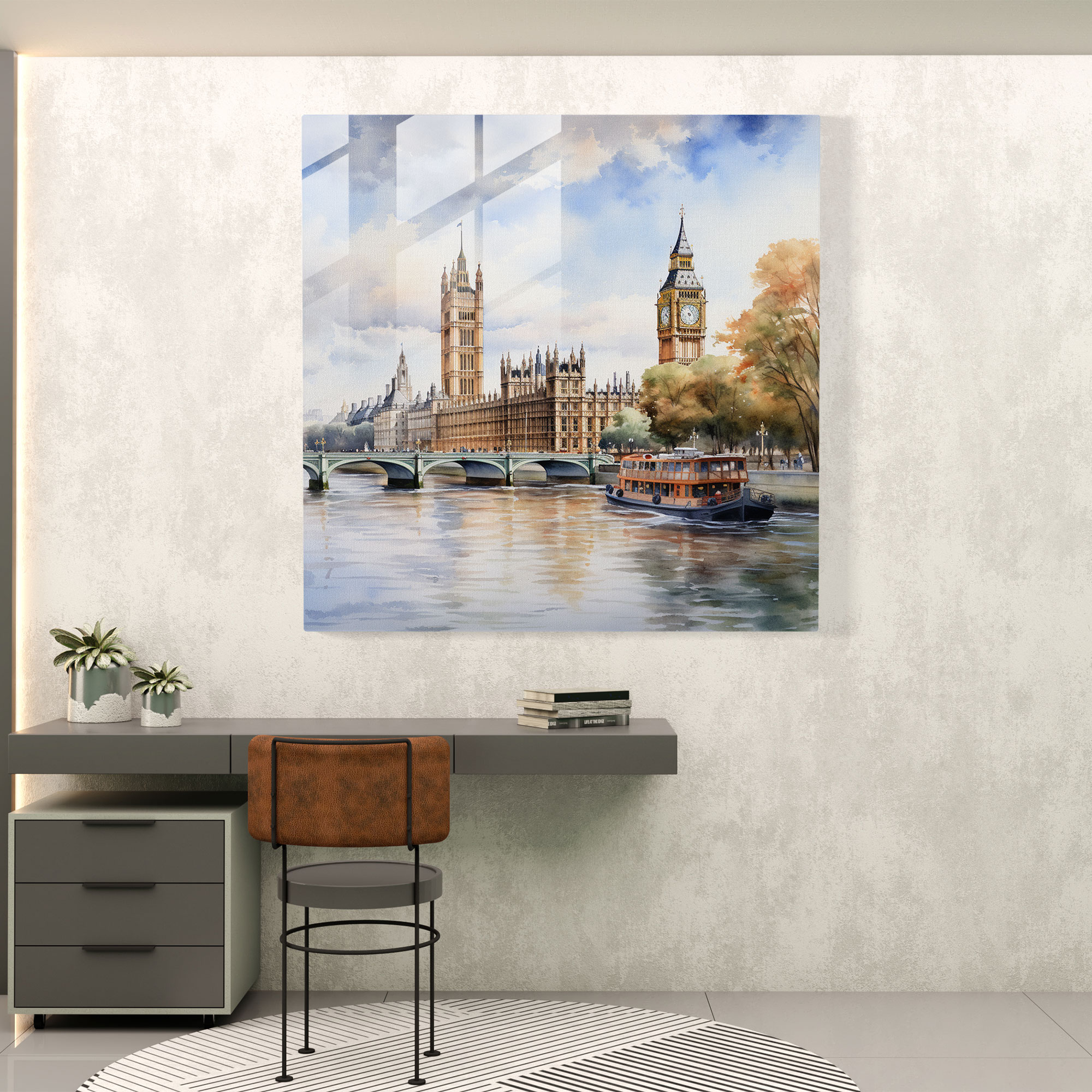 Stunning Realistic Glass Wall Art - Serene River Thames
