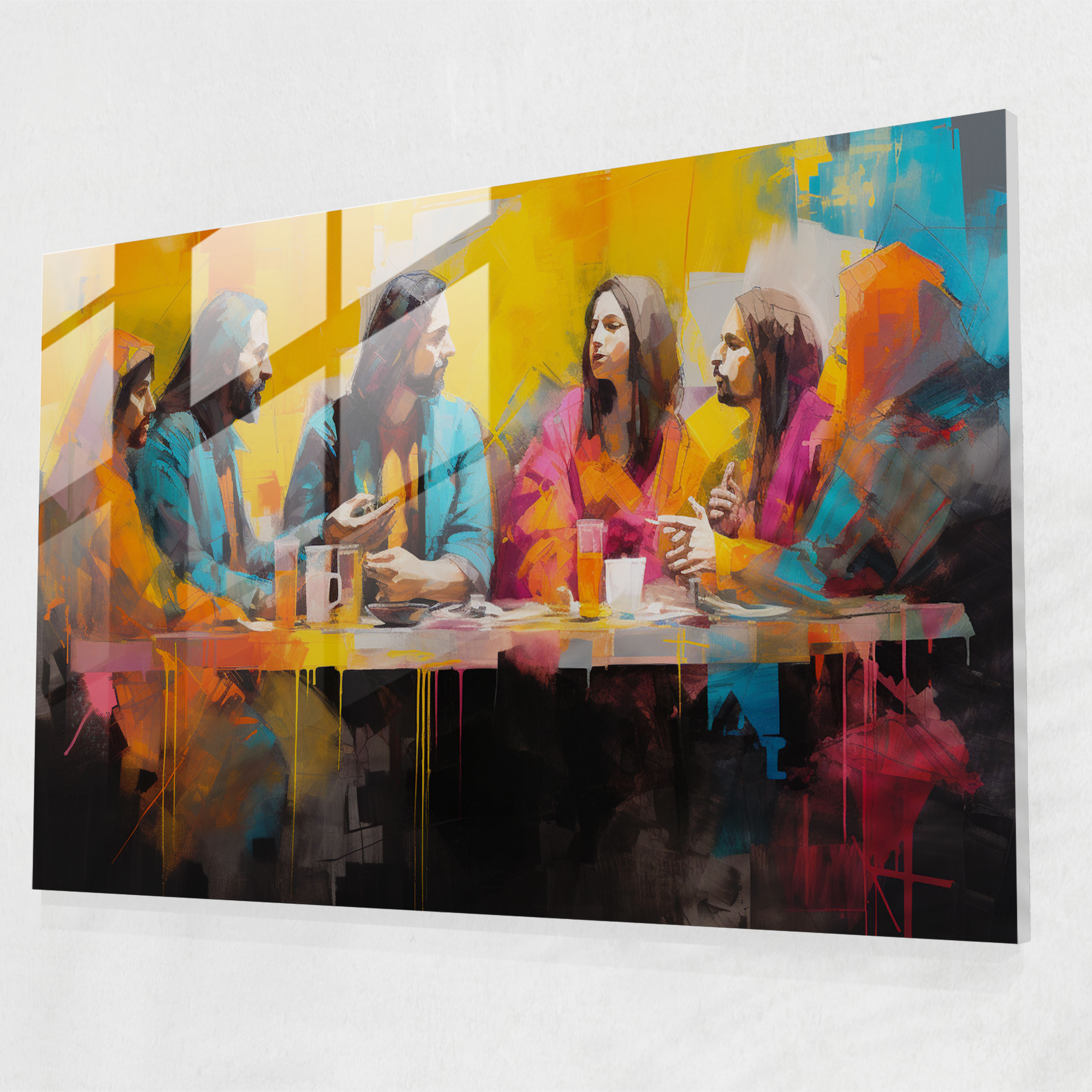Last Supper Of Jesus Christ Glass Wall Art - Last Supper Of Jesus Christ, Glass Art, Modern Art, Abstract Mixed Media