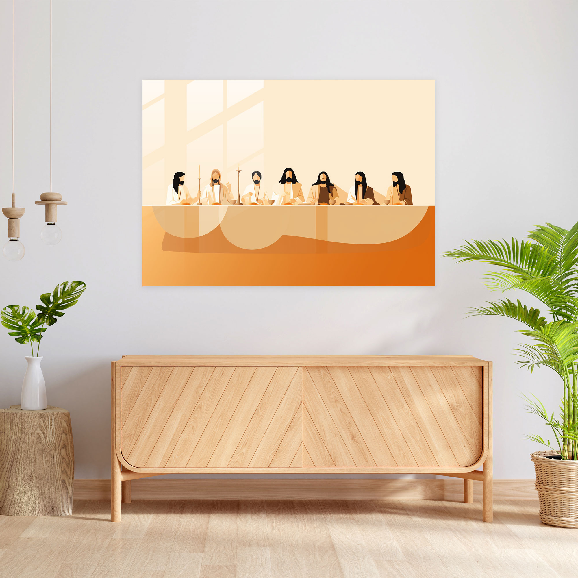 Last Supper Of Jesus Christ Modern Art - Last Supper Of Jesus Christ, Minimalist Representation, Home Decoration, Contemporary Touch