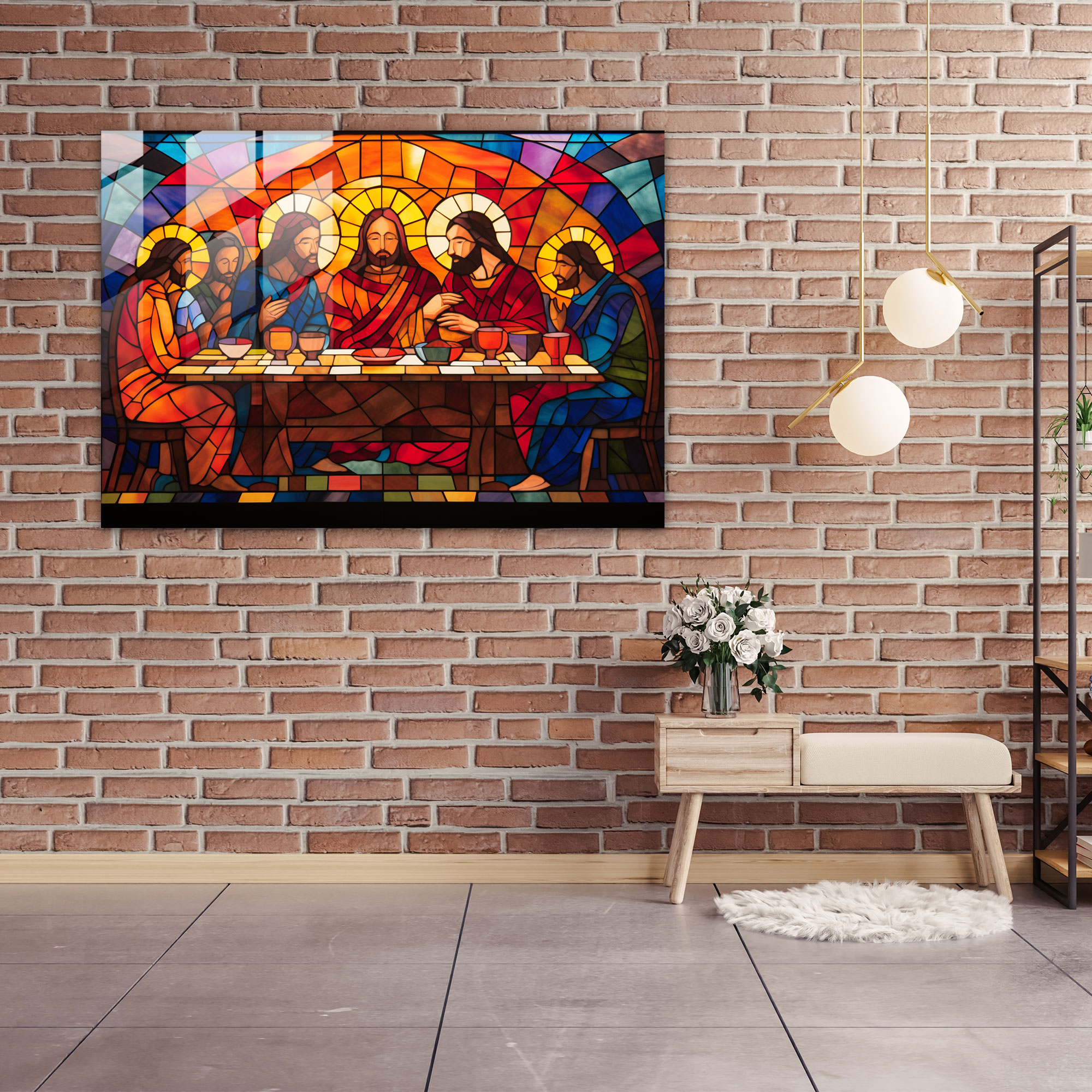 Last Supper Of Jesus Christ Glass Art - Last Supper Of Jesus Christ, Glass Art, Glass Print, Abstract Stained Glass Mosaic