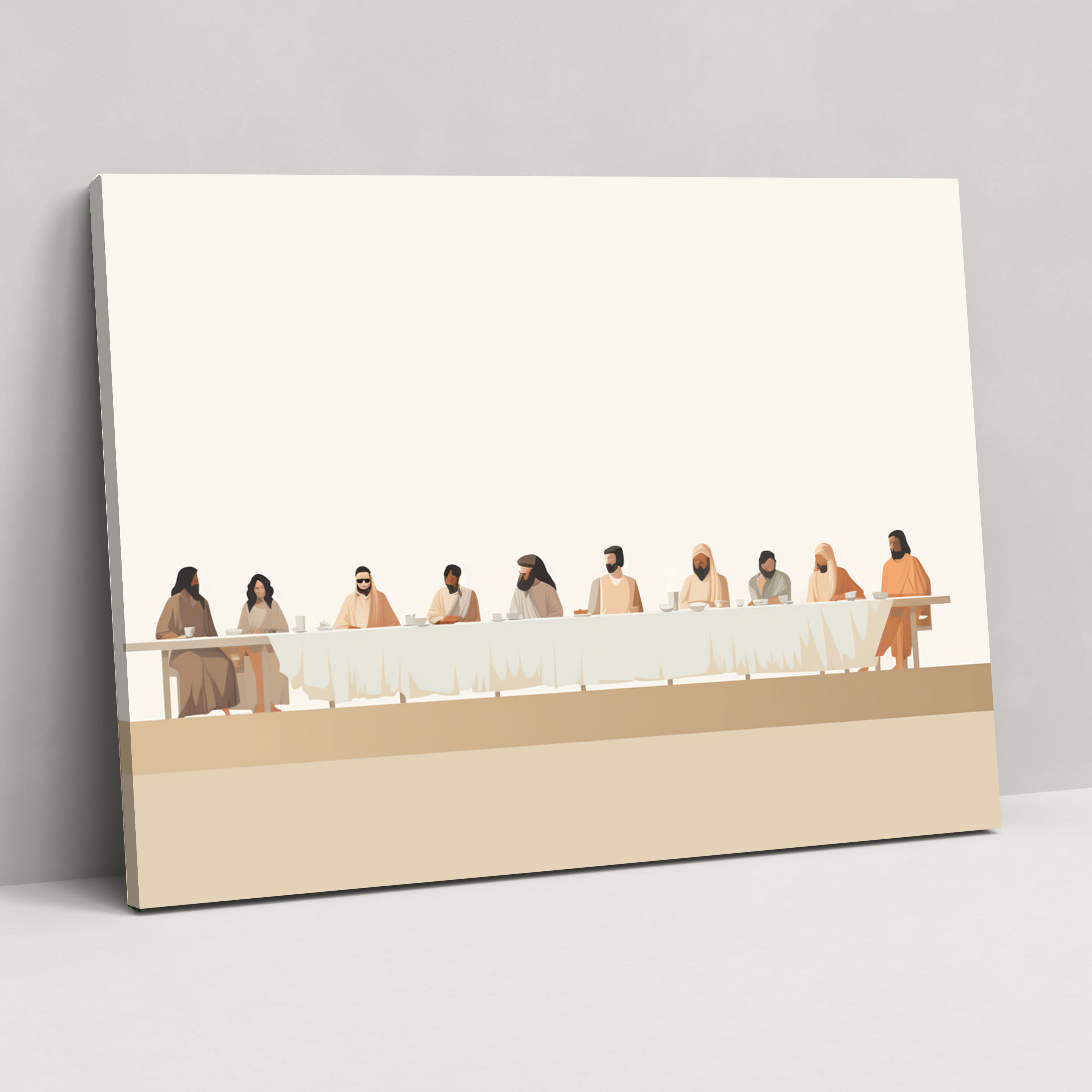 Last Supper Of Jesus Christ Wall Art - Last Supper Of Jesus Christ, Minimalist Illustration, Sacred Art, Canvas Wall Art