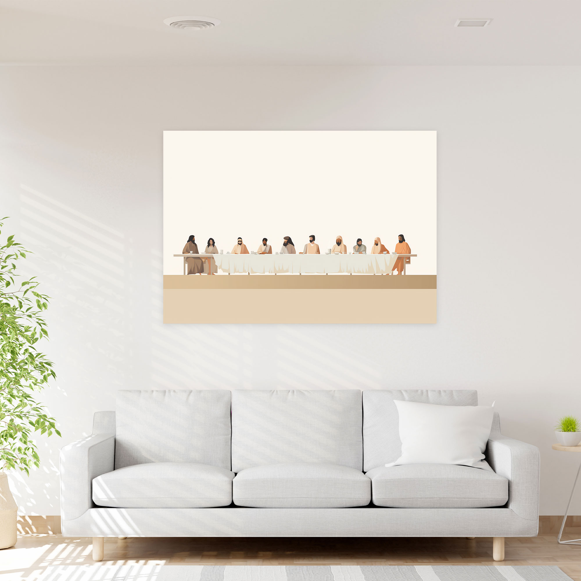 Last Supper Of Jesus Christ Wall Art - Last Supper Of Jesus Christ, Minimalist Illustration, Sacred Art, Canvas Wall Art