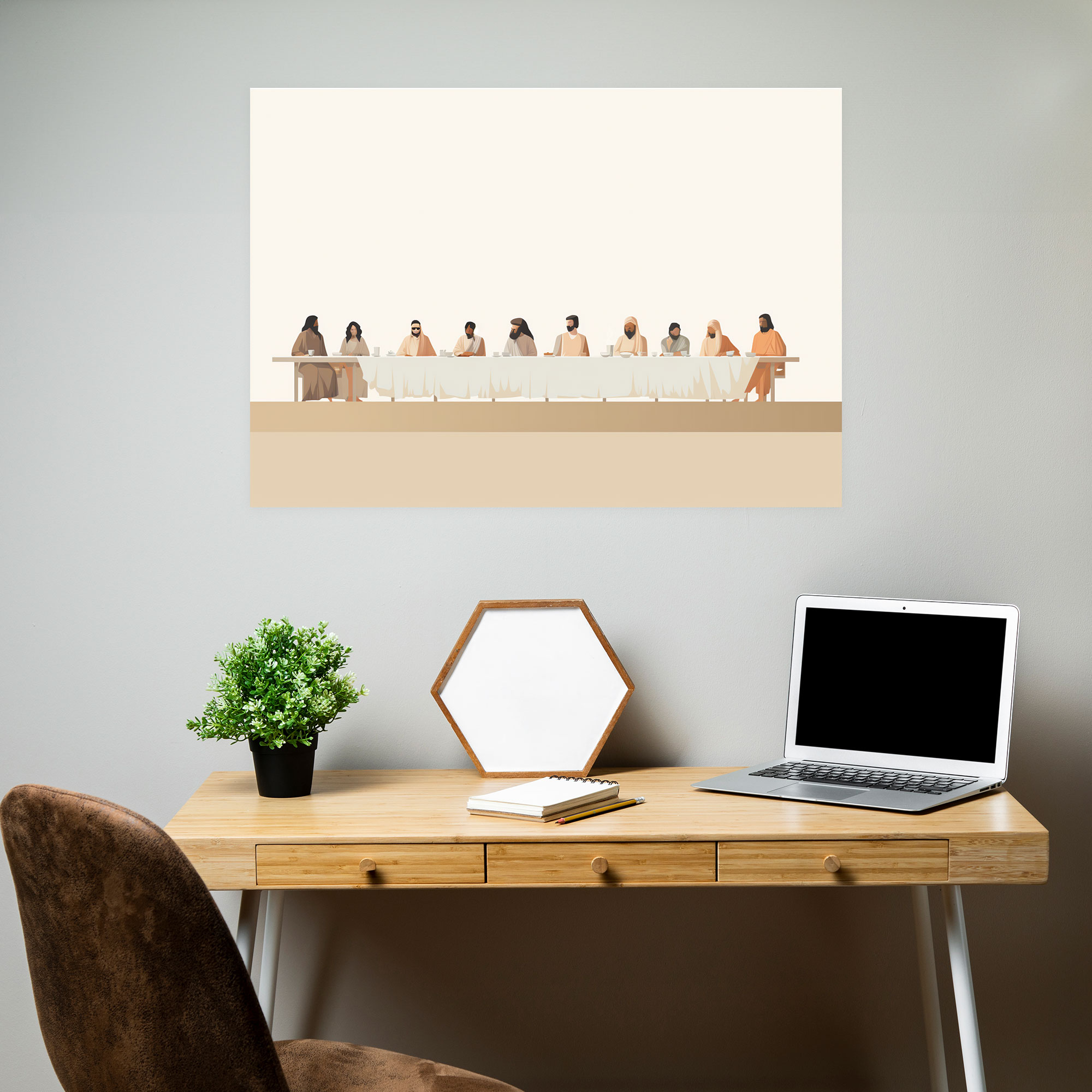 Last Supper Of Jesus Christ Wall Art - Last Supper Of Jesus Christ, Minimalist Illustration, Sacred Art, Canvas Wall Art