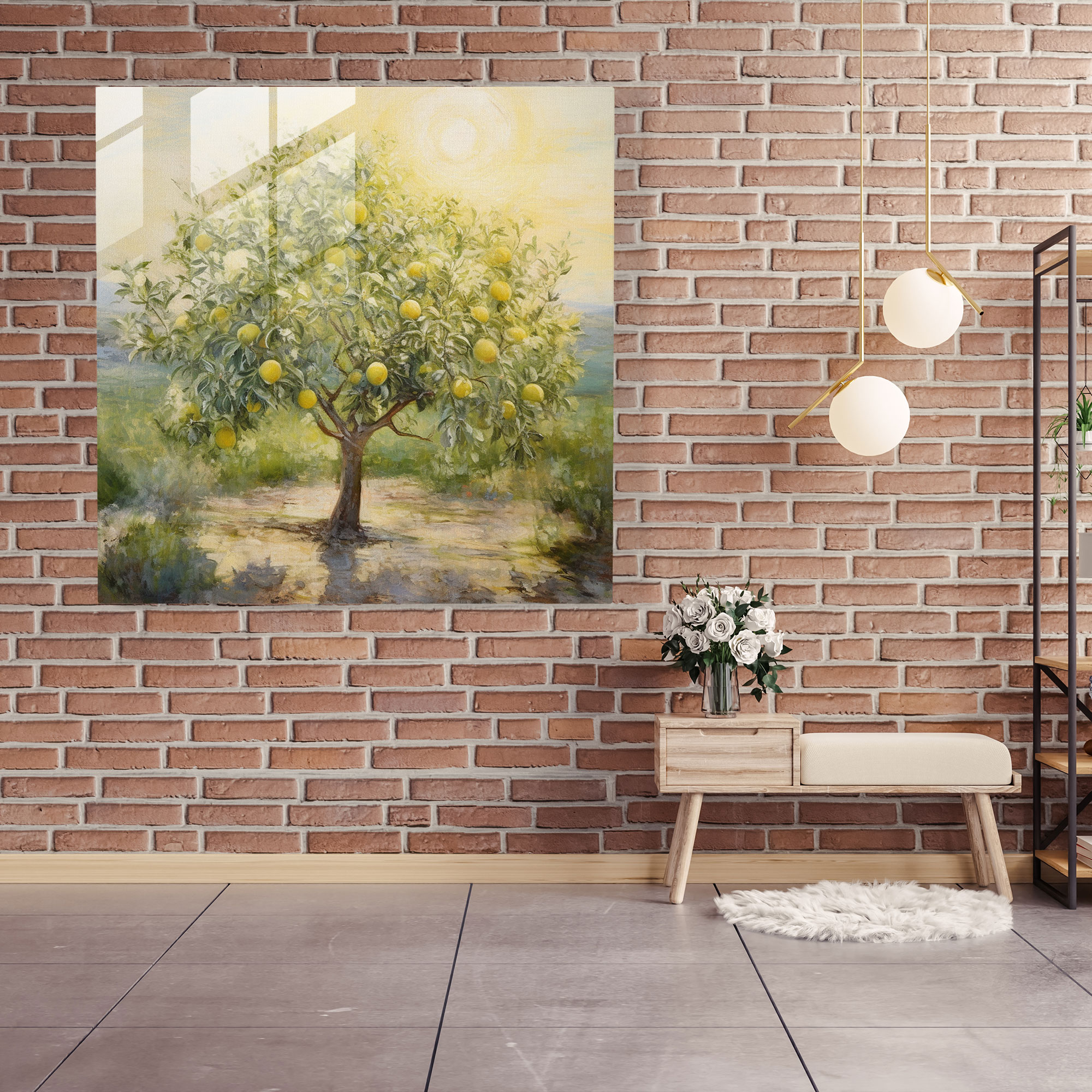 Ethereal Lemon Tree Glass Print - Lemon Tree, Glass Print, Wall Decoration, Lemon Tree