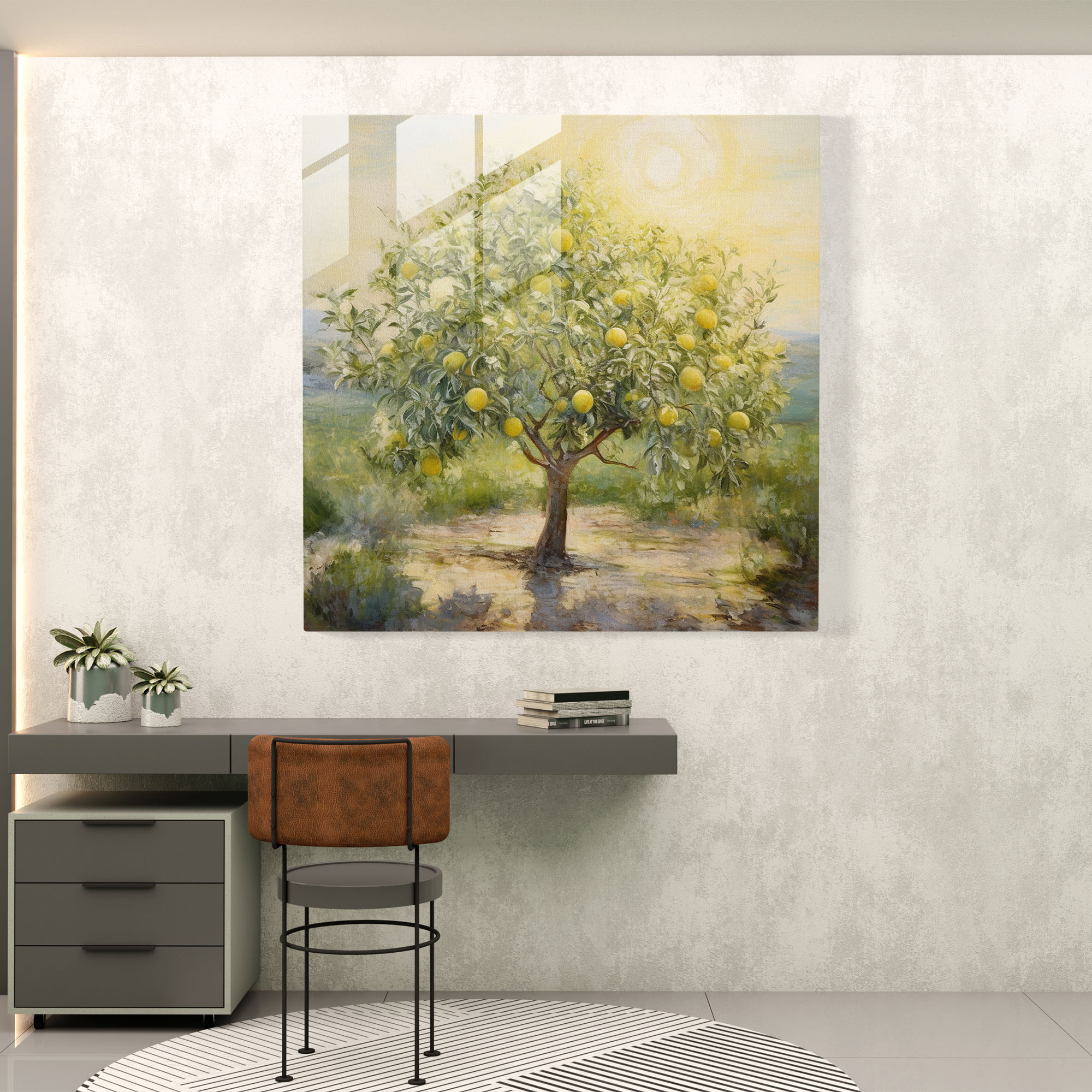 Ethereal Lemon Tree Glass Print - Lemon Tree, Glass Print, Wall Decoration, Lemon Tree