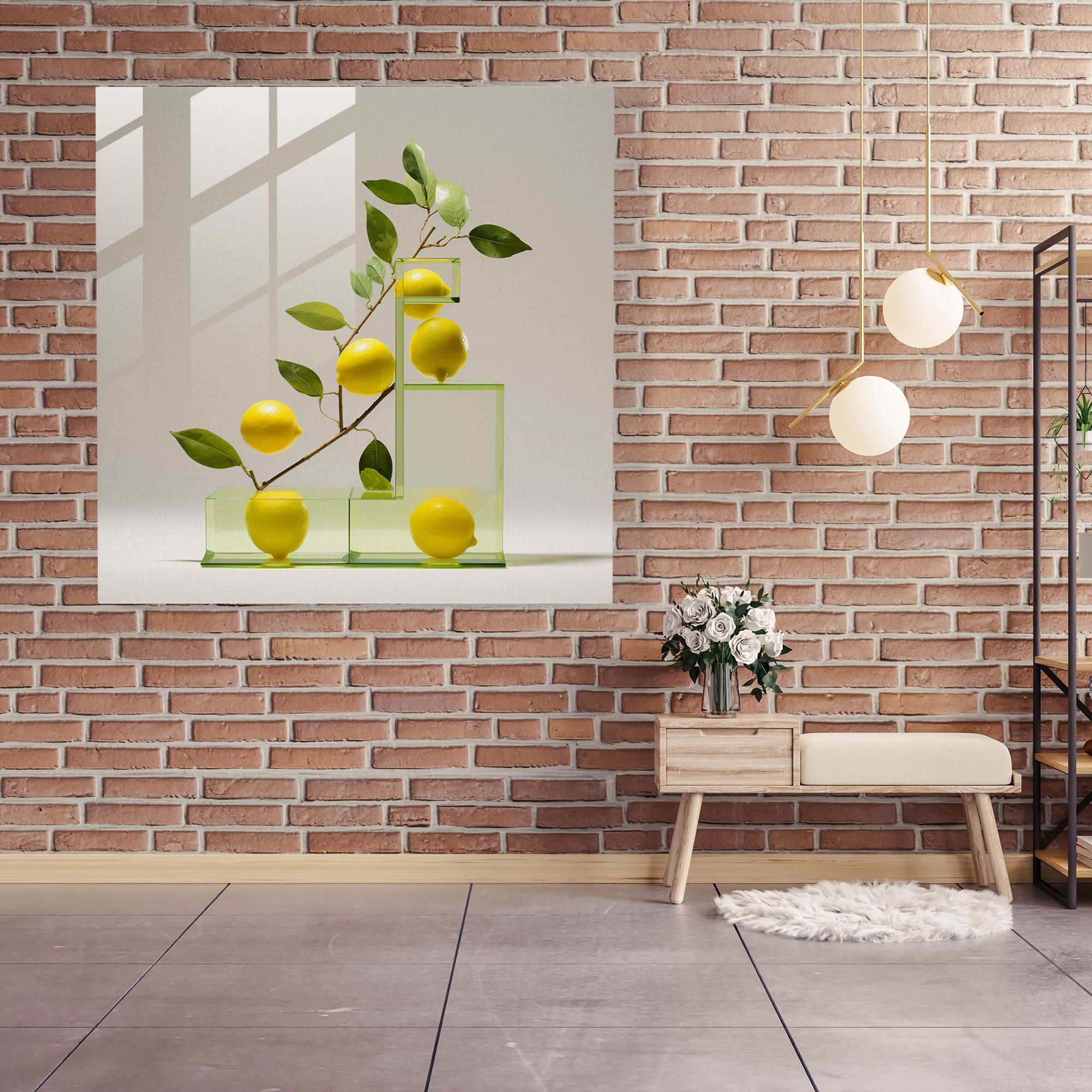 Modern Limon Ağacı Cam Sanatı - Limon Ağacı Modern Sanat Minimalist Heykel Ev Dekorasyonu