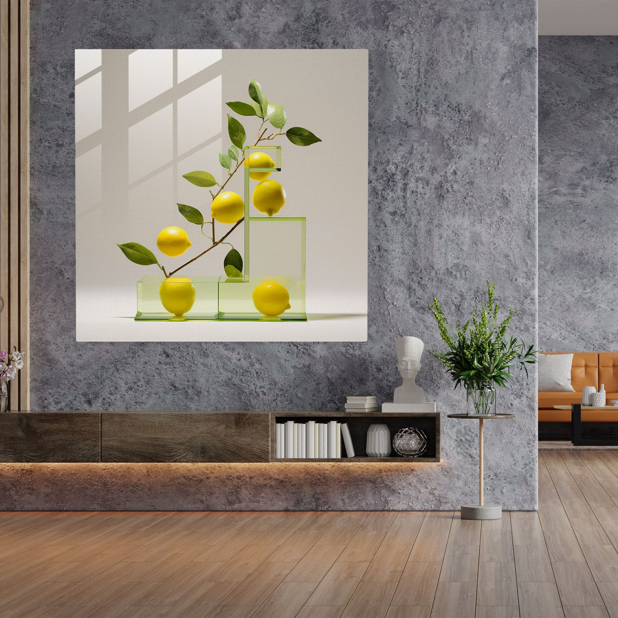 Modern Limon Ağacı Cam Sanatı - Limon Ağacı Modern Sanat Minimalist Heykel Ev Dekorasyonu