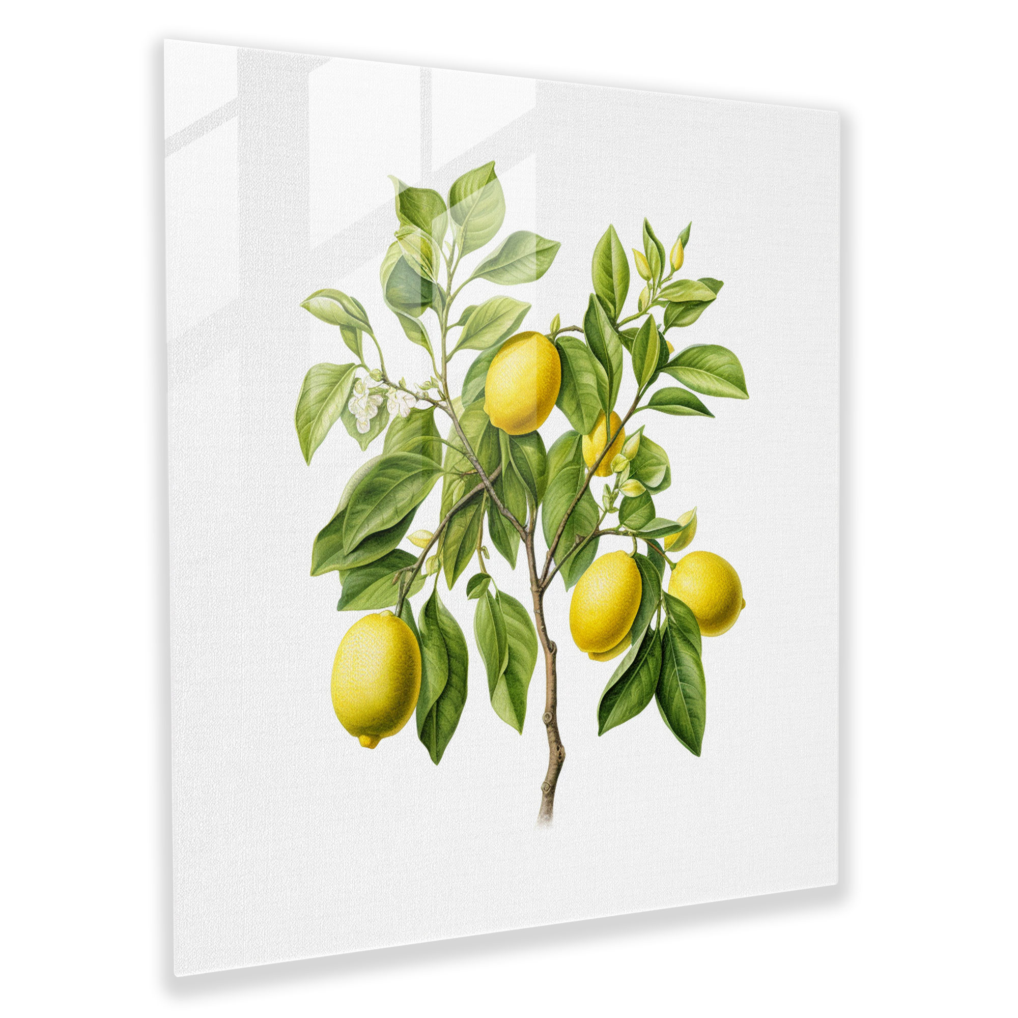 Gerçekçi Limon Ağacı Cam Tablo - Limon Ağacı Ev Dekorasyonu Duvar Dekorasyonu