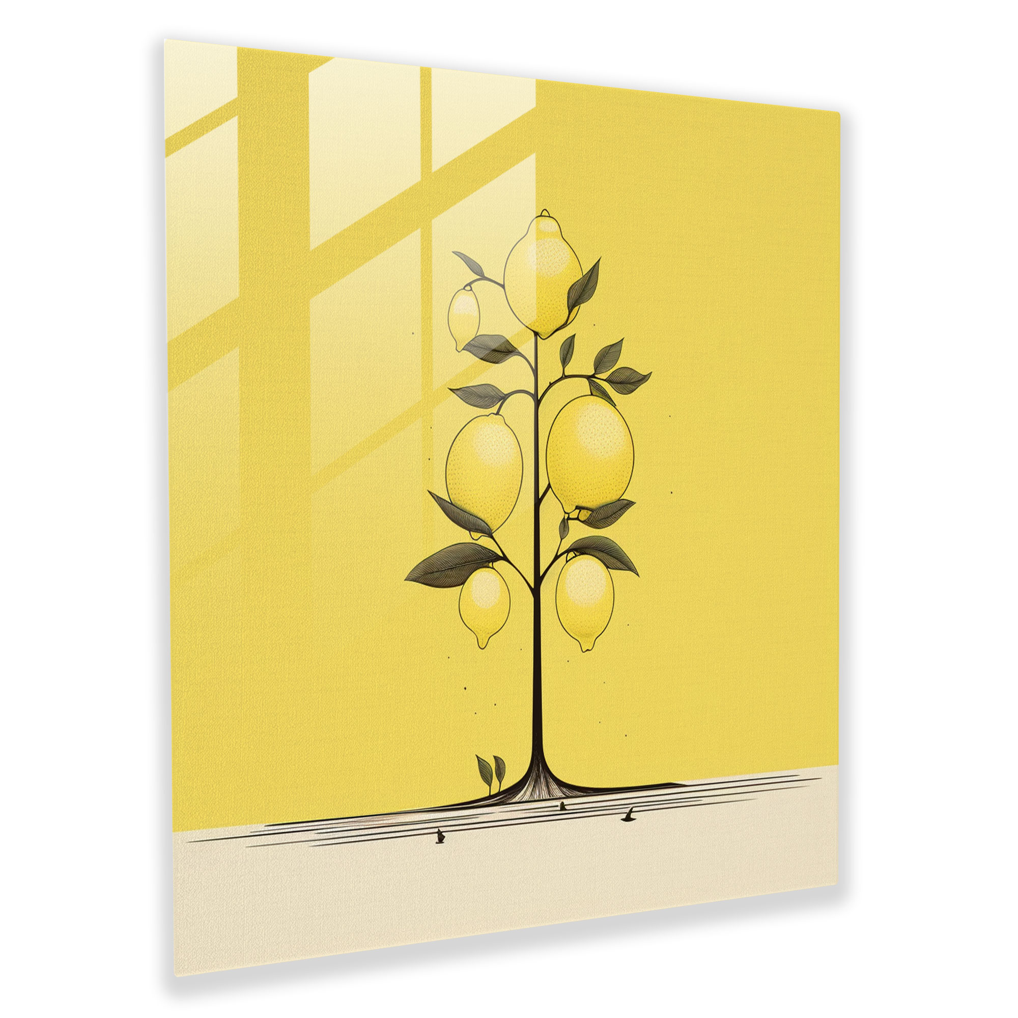 Contemporary Lemon Tree Glass Print - Lemon Tree, Glass Print, Minimalist, Lemon Tree