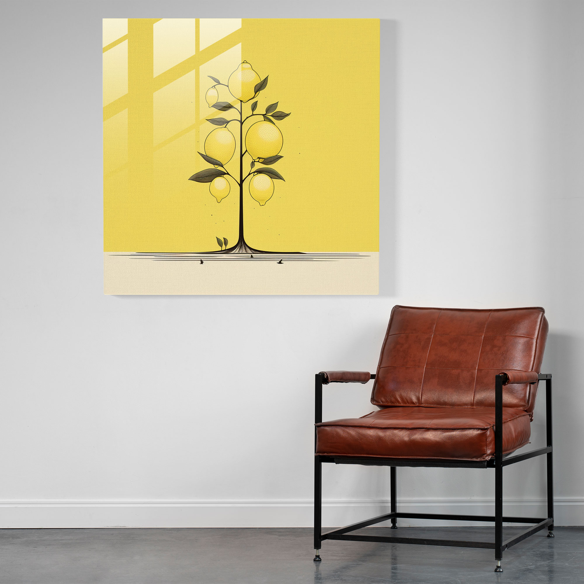 Contemporary Lemon Tree Glass Print - Lemon Tree, Glass Print, Minimalist, Lemon Tree