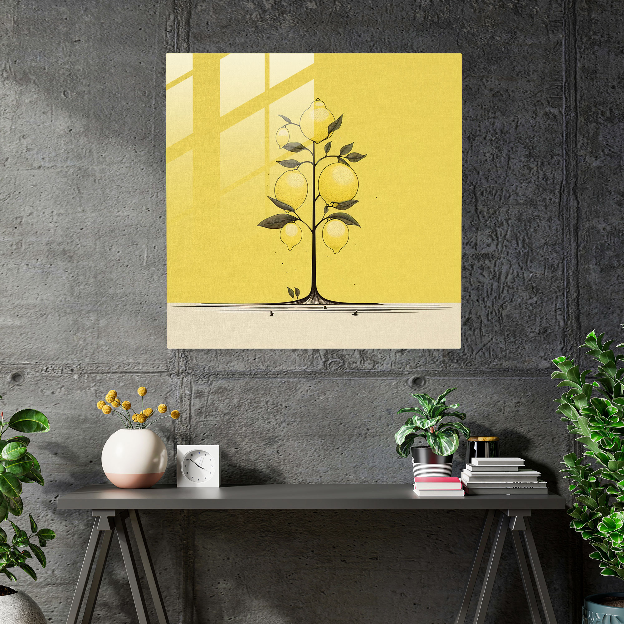 Contemporary Lemon Tree Glass Print - Lemon Tree, Glass Print, Minimalist, Lemon Tree