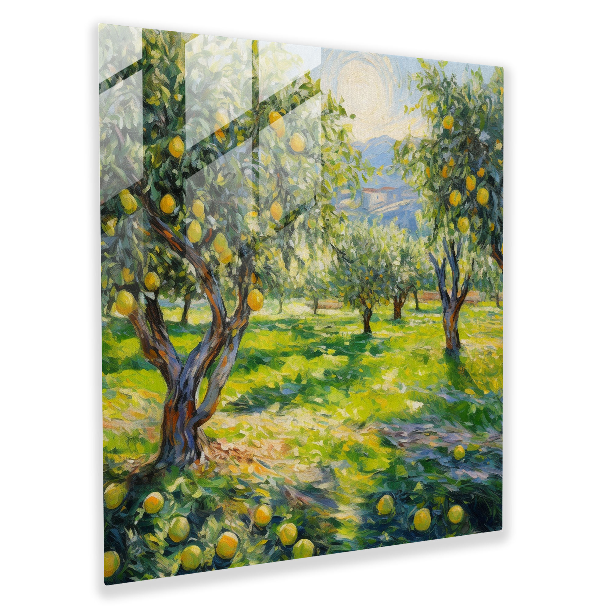 Dreamy Lemon Tree Glass Print - Lemon Tree, Impressionist, Home Decoration, Modern Art