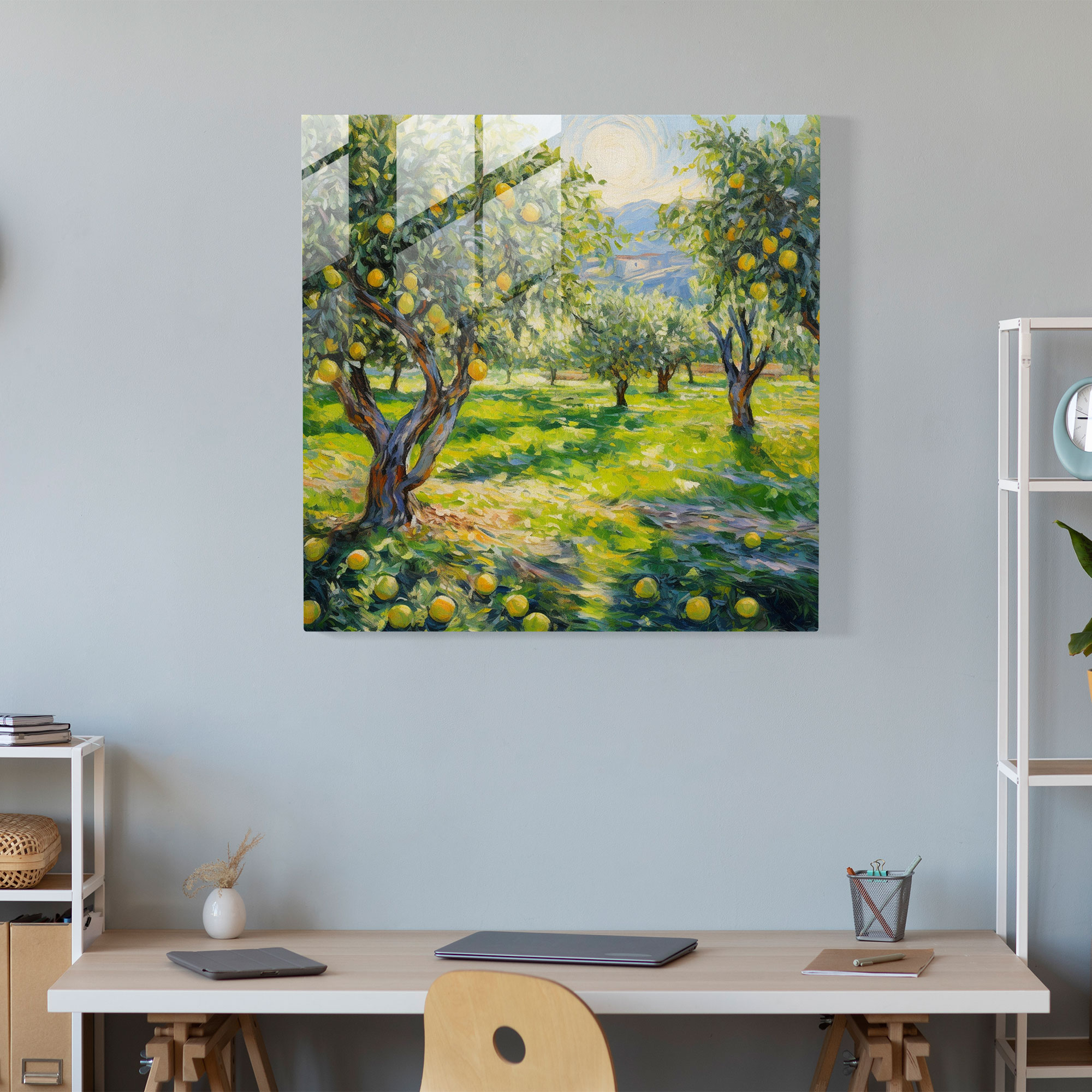 Dreamy Lemon Tree Glass Print - Lemon Tree, Impressionist, Home Decoration, Modern Art