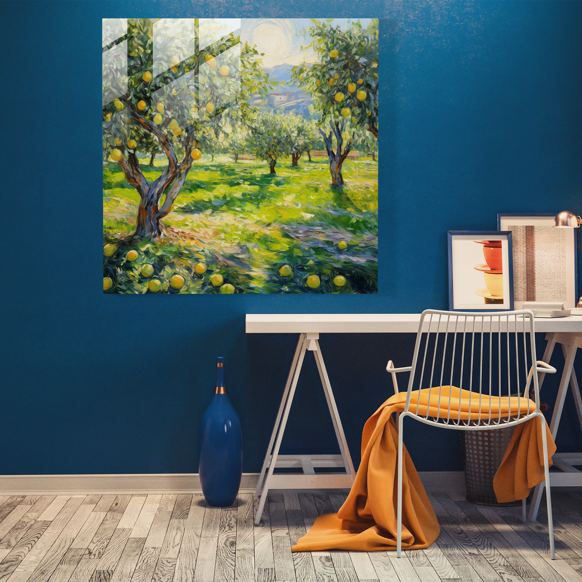 Dreamy Lemon Tree Glass Print - Lemon Tree, Impressionist, Home Decoration, Modern Art