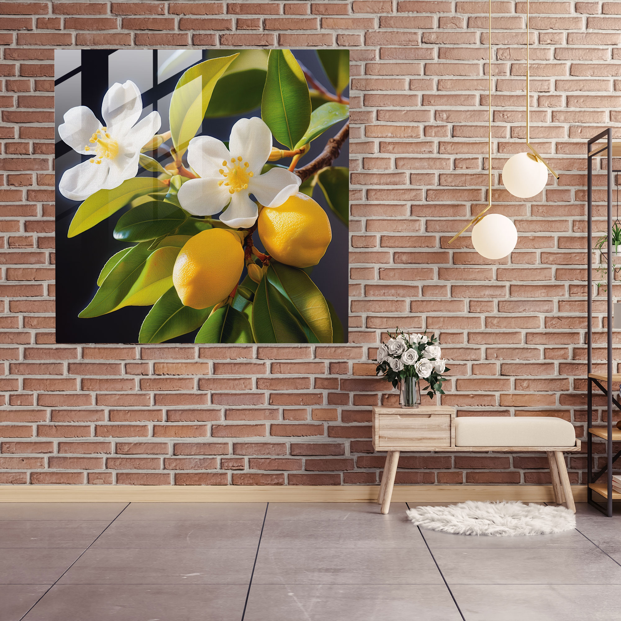 Nature's Lemon Tree Glass Print - Lemon Tree, Lemon Tree, Beauty, Close-Up